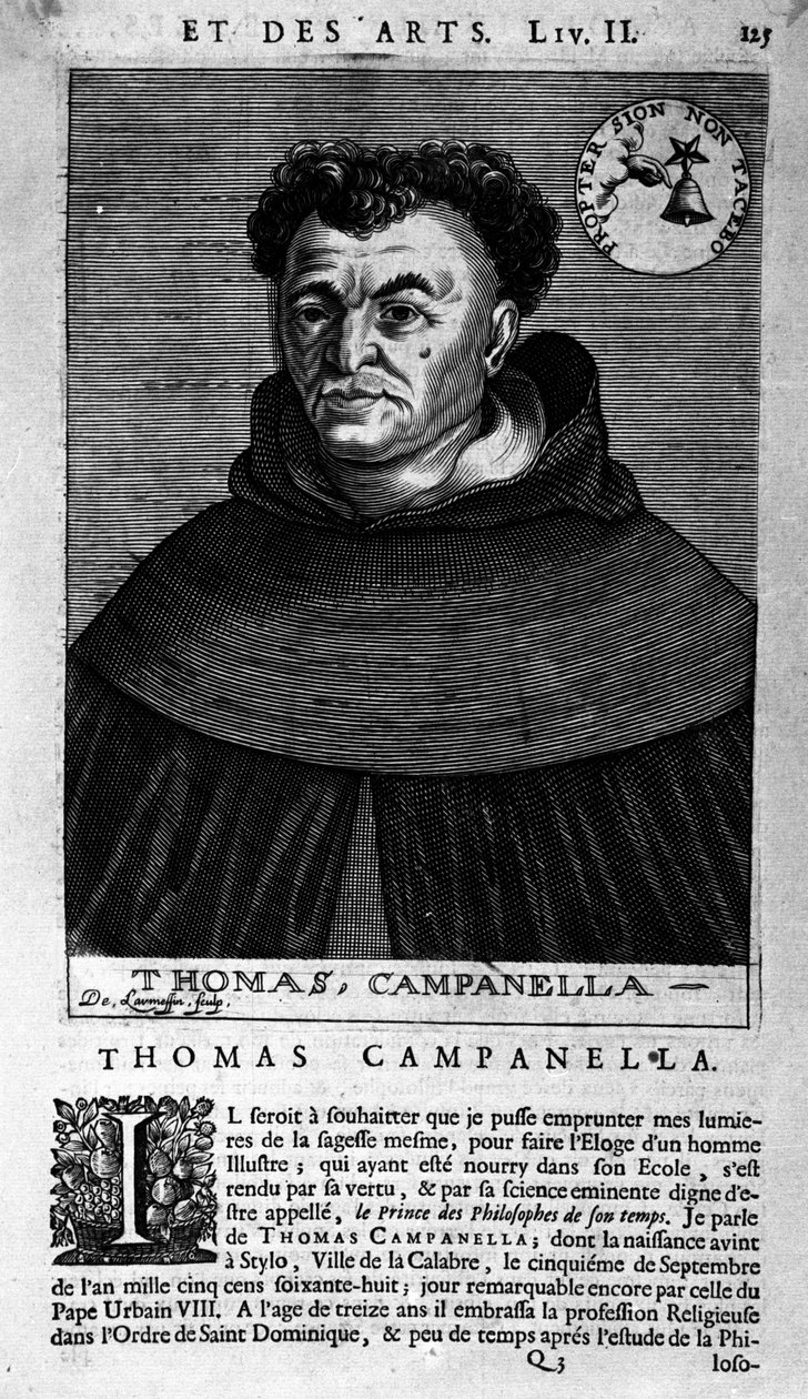 Portrét italského filozofa Tommaso Campanella (1568-1639). list neznámého původu ze 17. stol od Unknown artist
