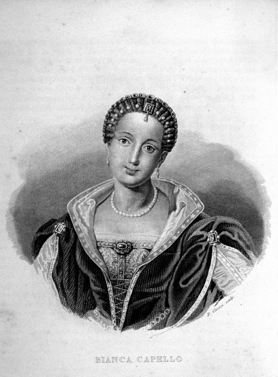 Portrét Benátčanky Biancy Cappello (1548 - 1587), manželky Françoise de Medici. Rytina 19. století. od Unknown artist
