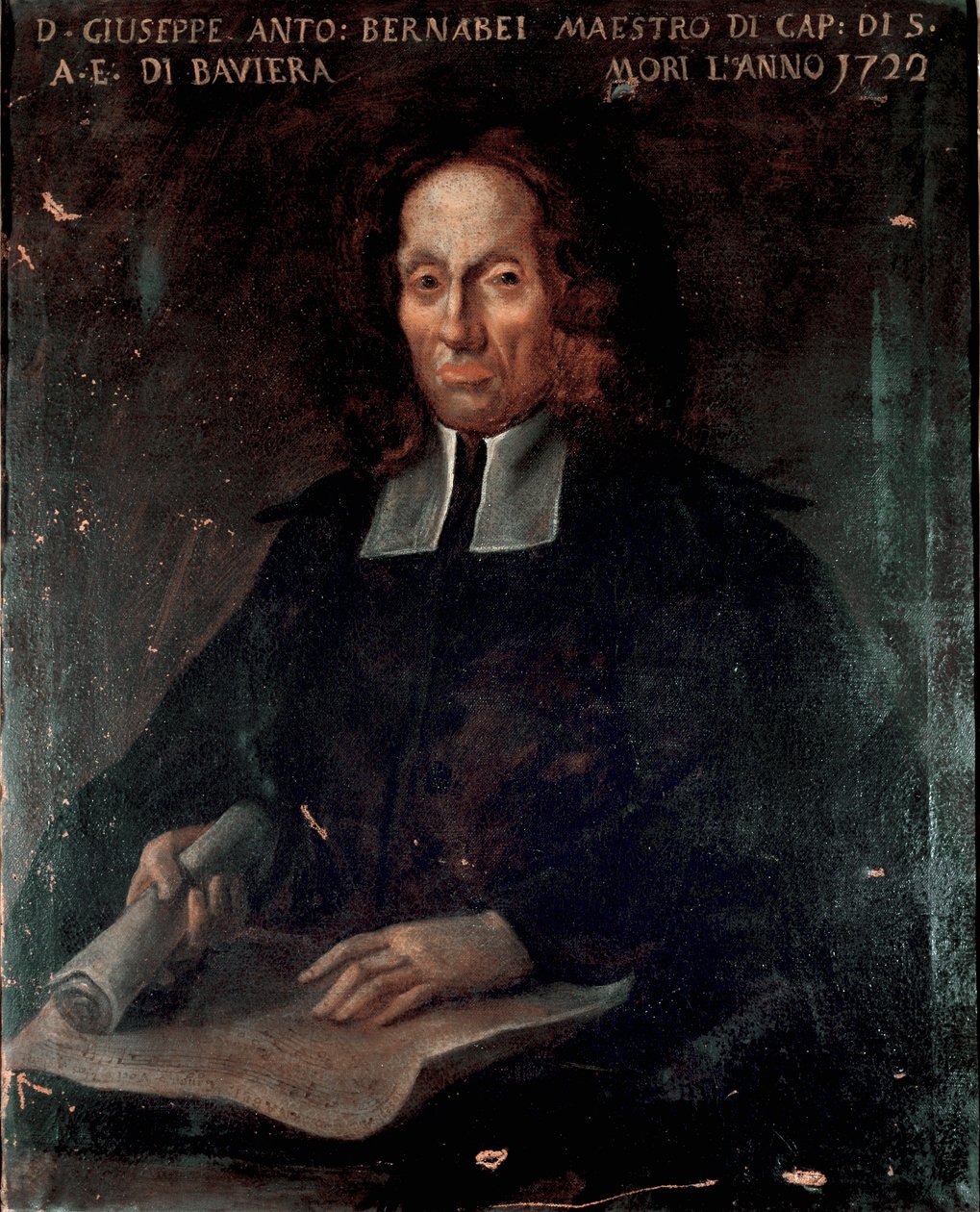 Portrét skladatele Giuseppe Antonia Bernabeiho (1649-1732) Anonymní obraz. Bologna 18. století, Občanské hudební bibliografické muzeum – Portrét skladatele Giuseppe Antonia Bernabeiho (1649-1732). Anonymní obraz 18. století. Občanské muzeum Bib od Unknown artist