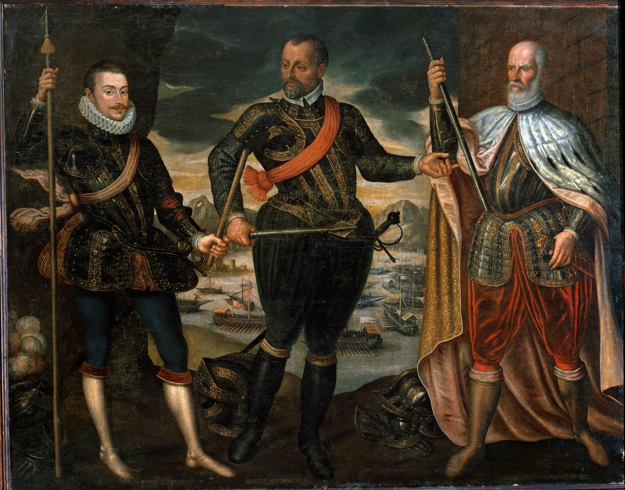 Portréty Marcantonia Colonny, prince Jana Rakouského a dóžete Sebastiana Veniera,. Vítězové bitvy u Lepanta, kolem roku 1571 (malba) od Unknown artist