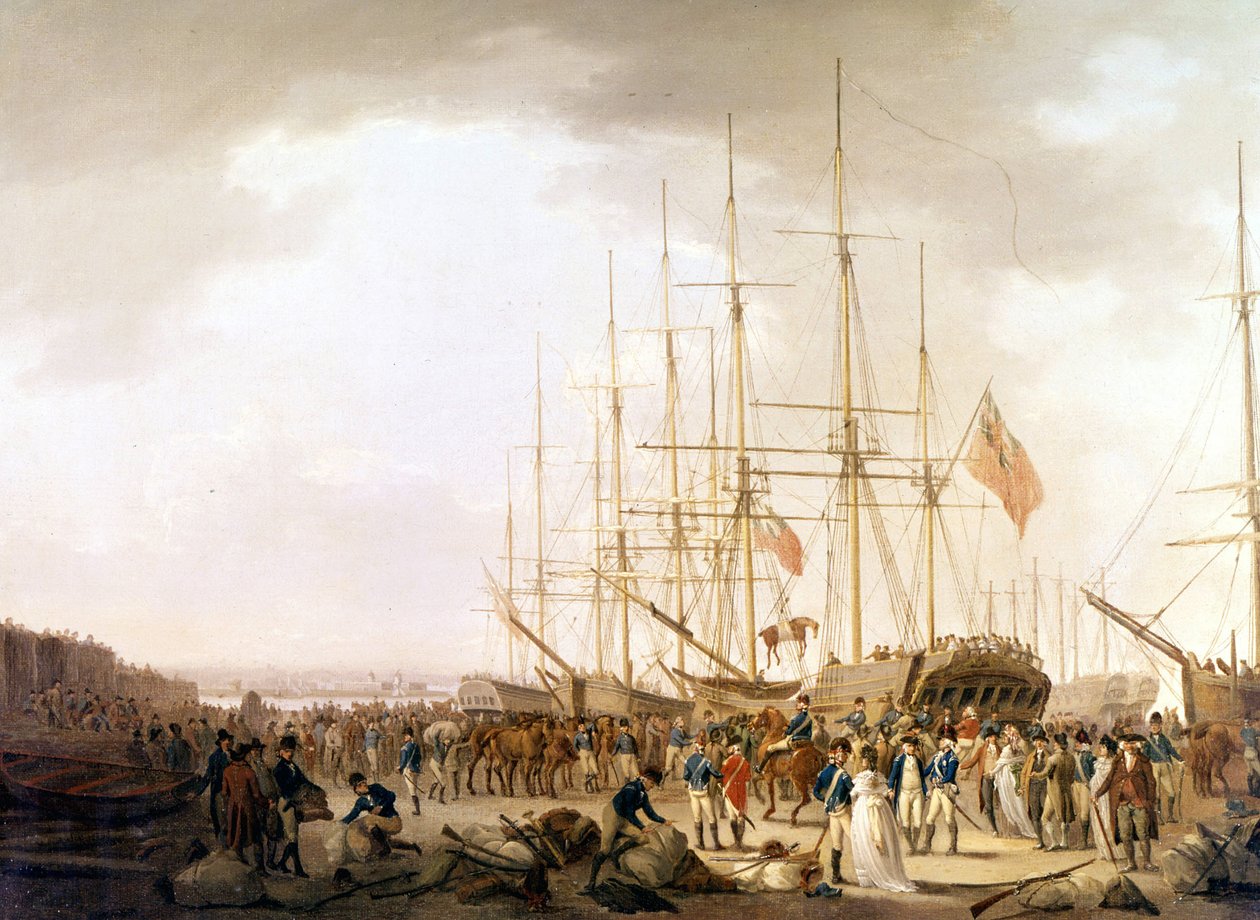 Portsmouth, nalodění na britské jednotky od Unknown artist