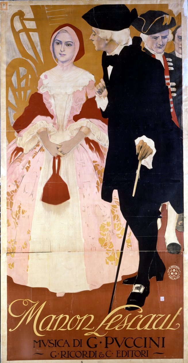 Plakát k opeře „Manon Lescaut“ od Giacoma Pucciniho (1858-1924) 1893 cca. od Unknown artist