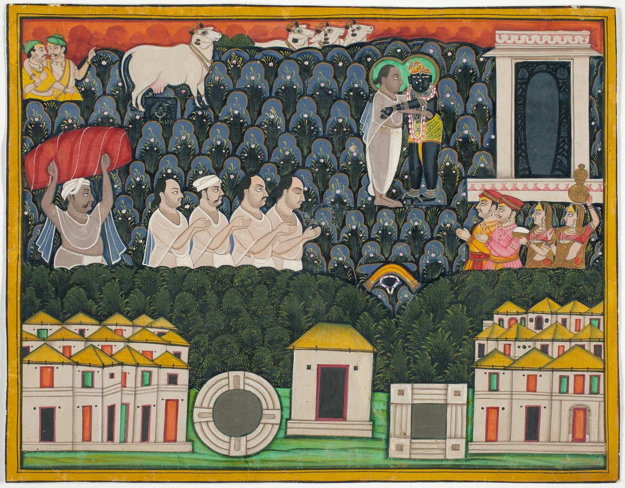 Pratham Milan, Šrínathdží se zjevuje Vallabhačárjovi na hoře Góvardhan. od Unknown artist
