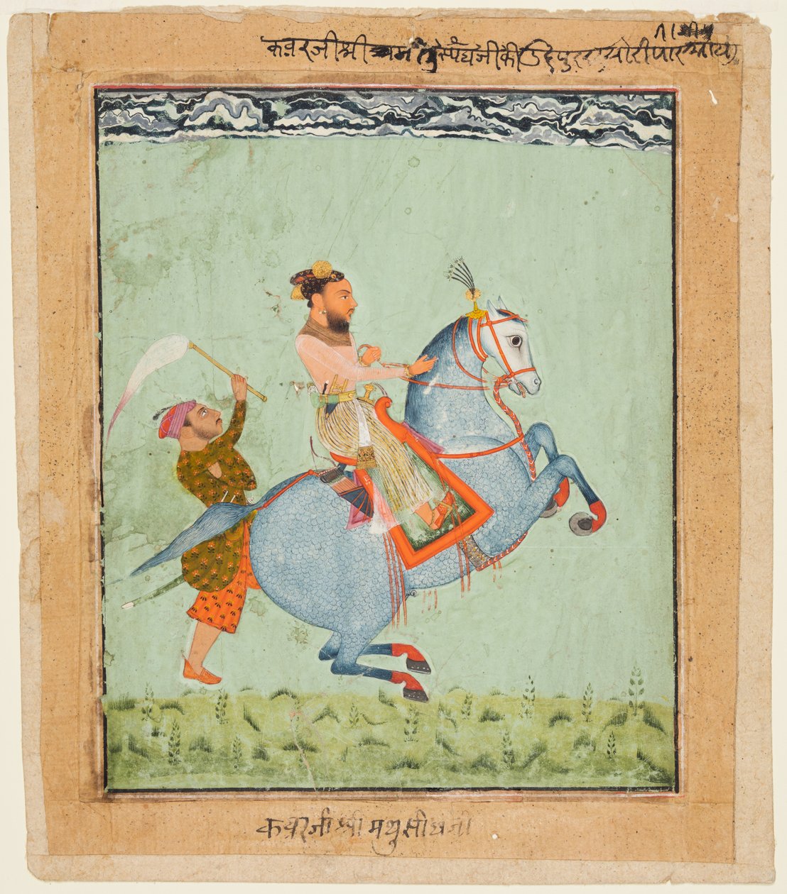 Princ Mathu Singh z Jatoli na modrém koni do Udaipuru od Unknown artist