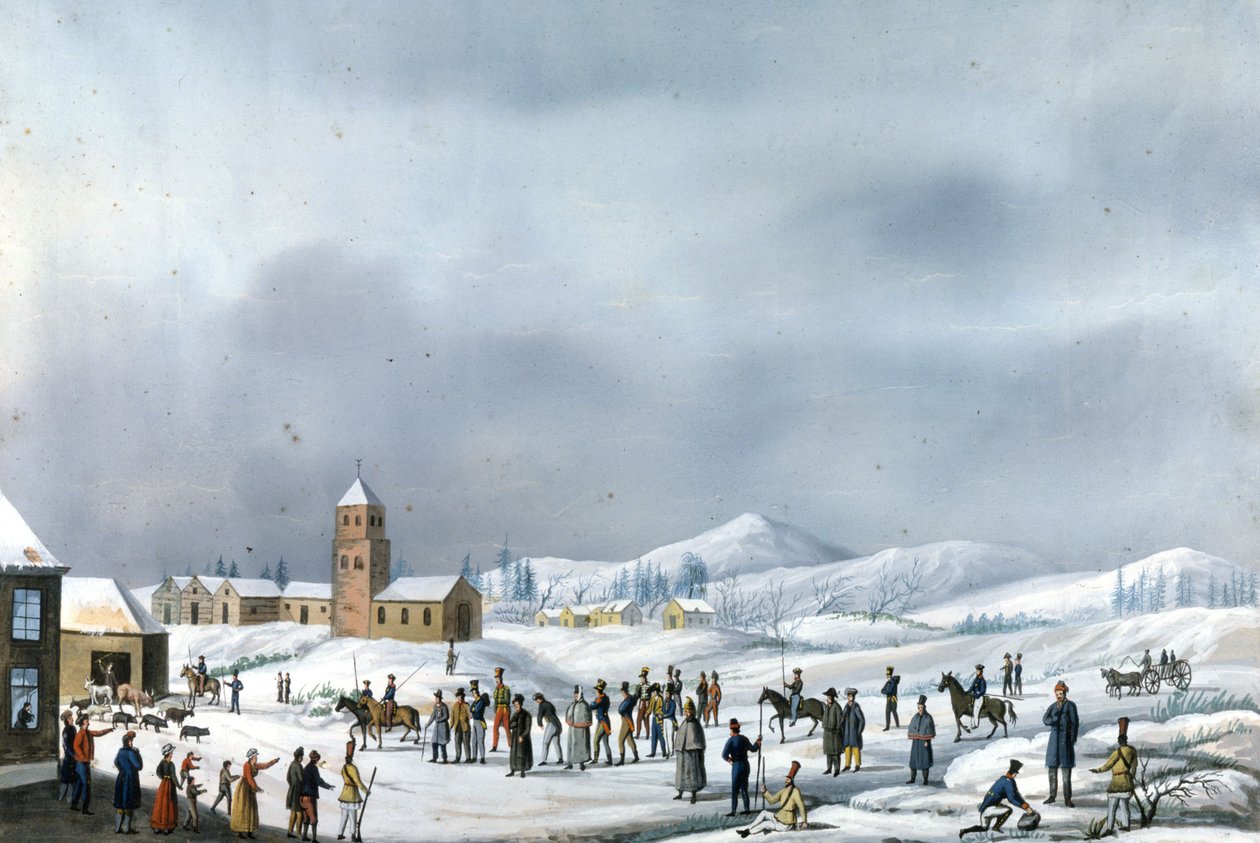 Zajatci ruského tažení při přesunu z Nervy do Novgorodu, březen 1814 Řím, Museo napoleonico od Unknown artist