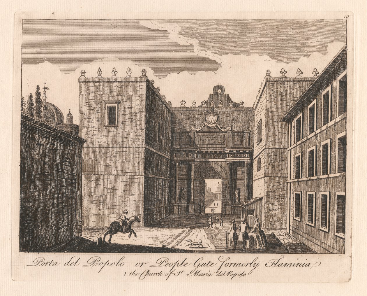 Prota del Popolo neboli Lidová brána dříve Flaminia: 1. Kostel St. Maria del Popolo od Unknown artist