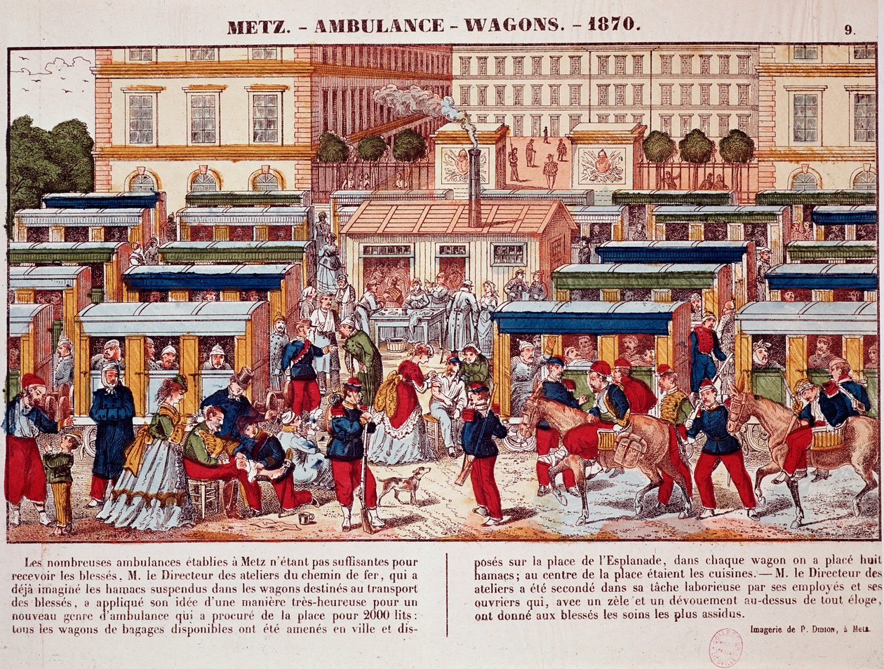 Pruská válka: Železniční vozy používané jako sanitky, Mety, Francie od Unknown artist
