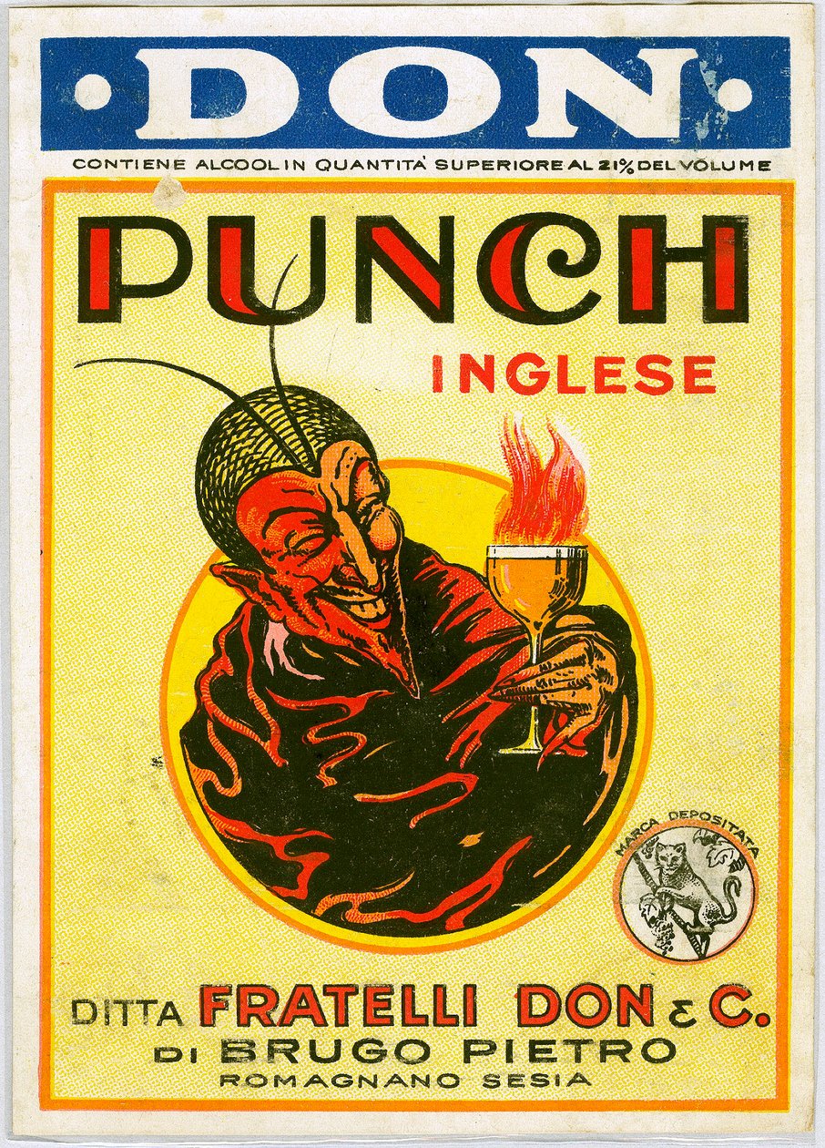 Punch inglese reklama na alkohol s ďáblem (Chromolitografie) od Unknown artist