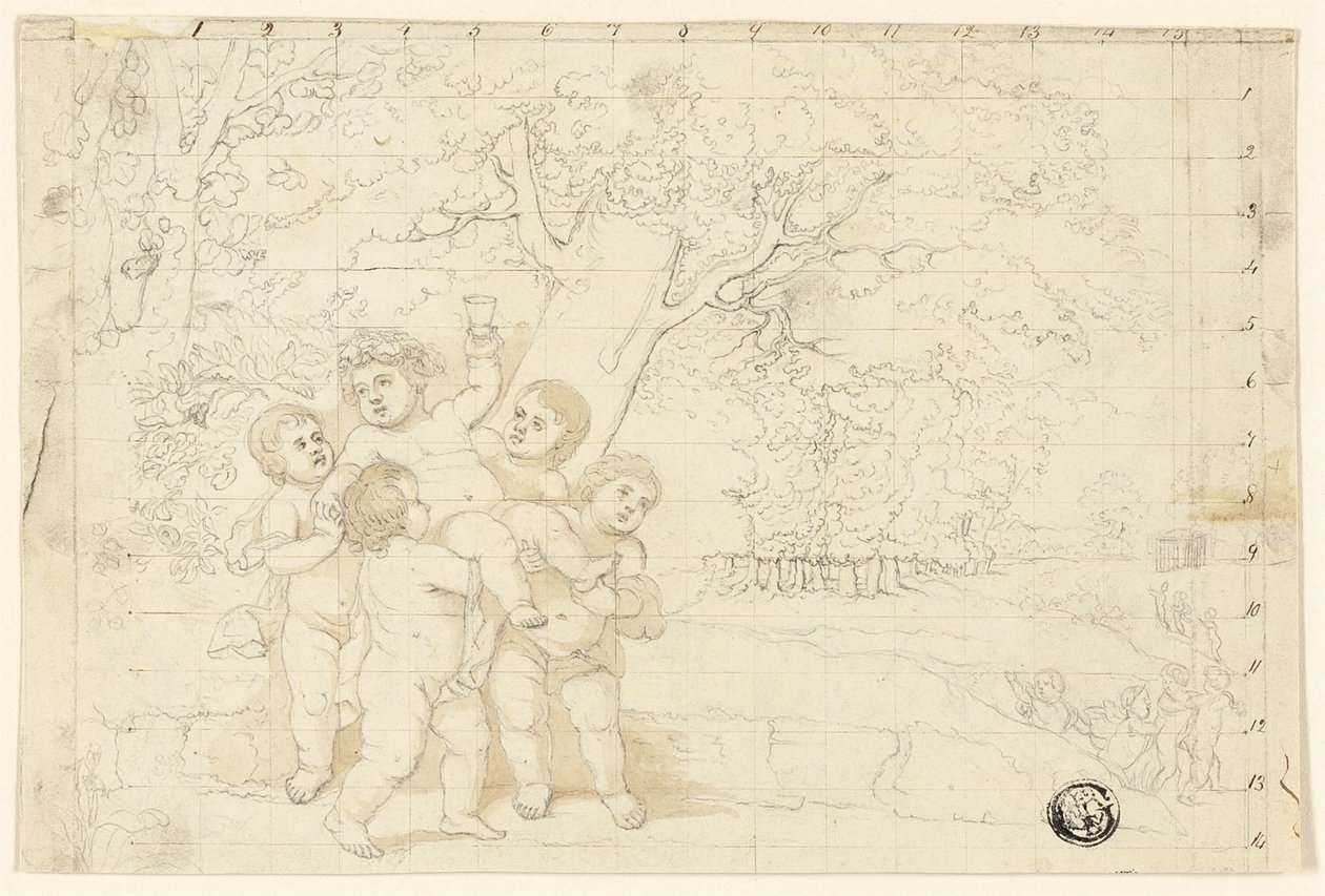 Putti nesoucí mladého Bacchuse od Unknown artist
