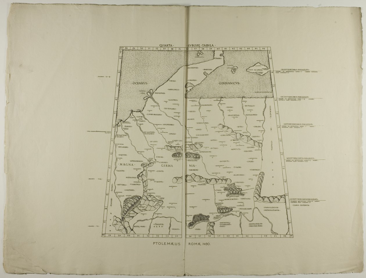 Čtvrtá Evropa Tabula: Ptolemaeus Romae 1490 od Unknown artist