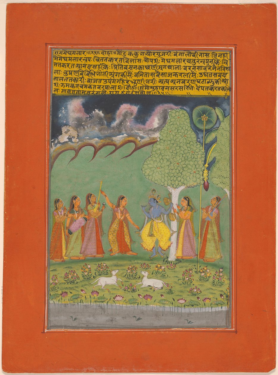 Rag Megh Malar, stránka ze sady hudebních rag (Ragamala) od Unknown artist