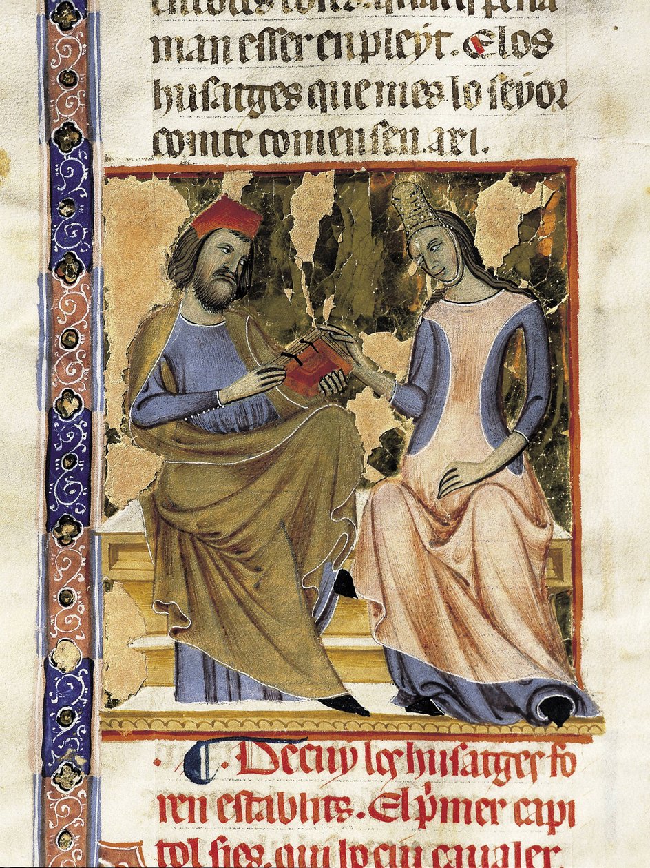 Raimond Berenger I. z Barcelony (1023-1076) a jeho manželka Almodis (Adalmoda) z Marche (miniatura) od Unknown artist