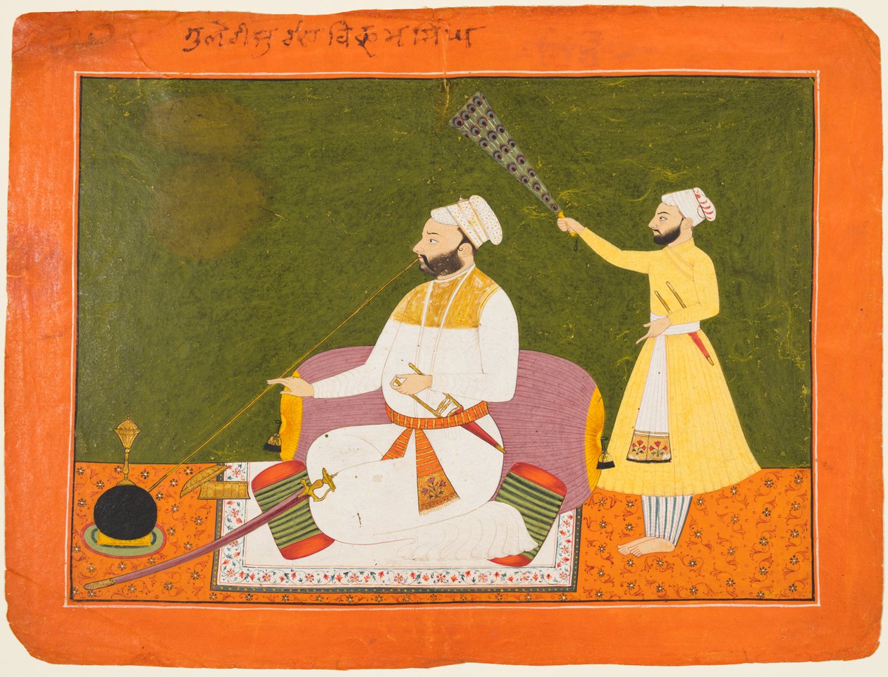 Raja Bikram Singh of Guler (r. 1661–75) Kouření vodní dýmky od Unknown artist