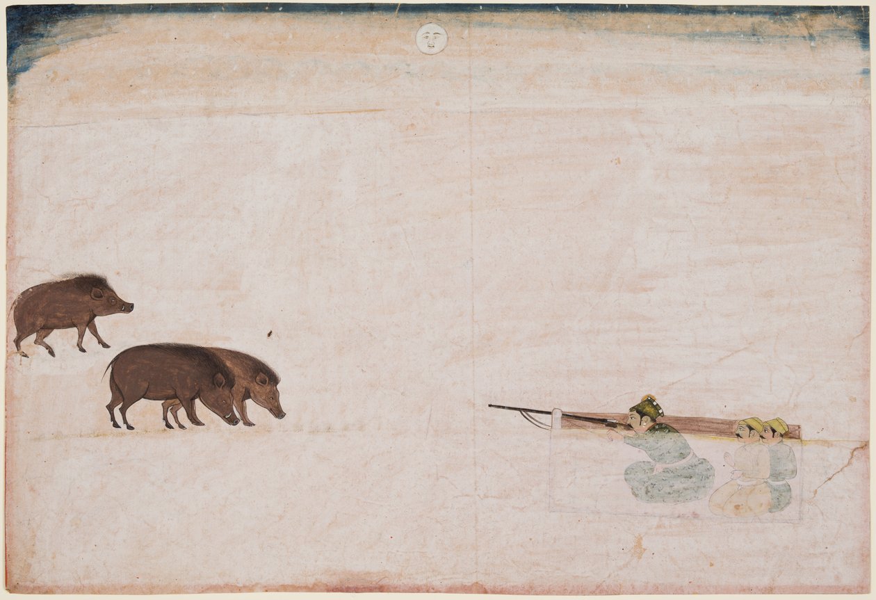 Raja Ram Chand of Amber (r. 1667–88) Lov divokých prasat od Unknown artist