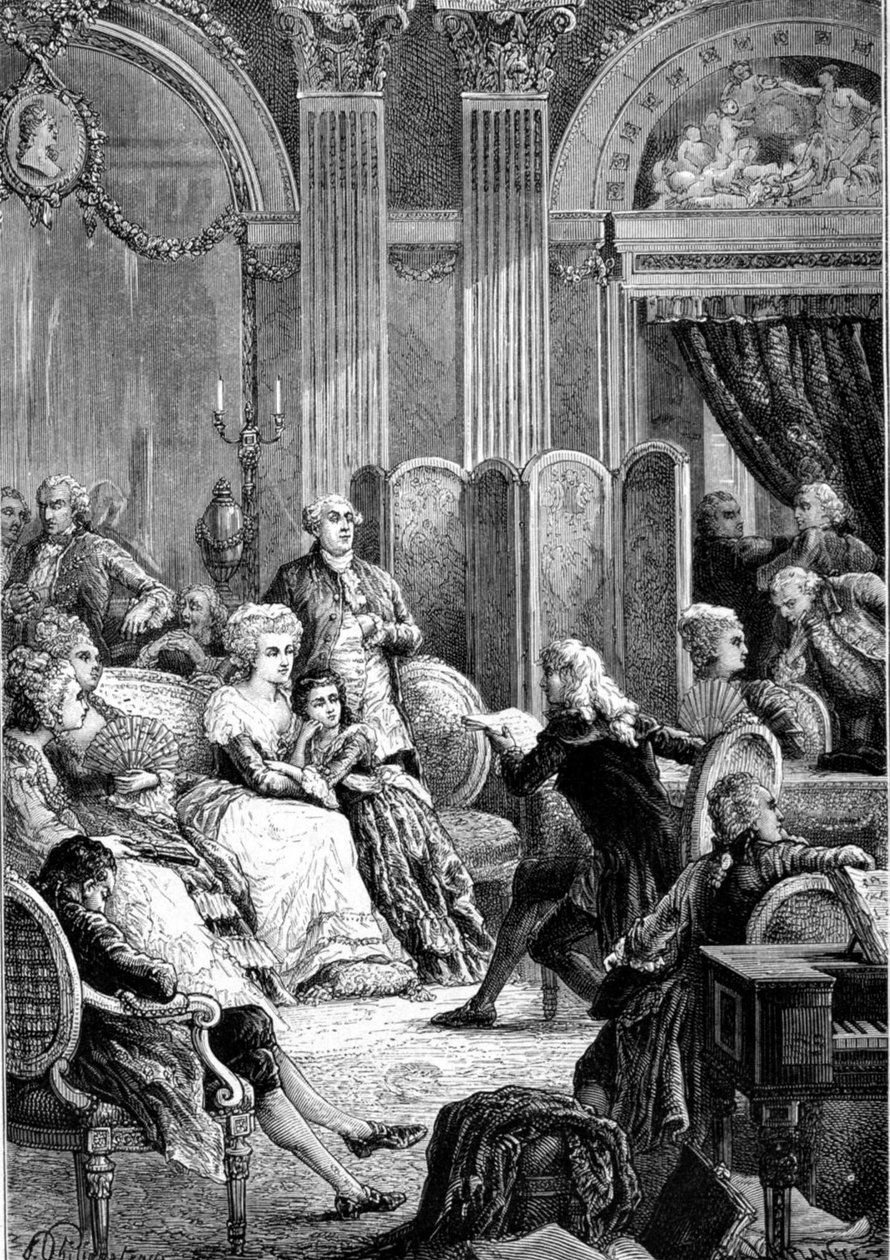 Čtení knihy „Paul a Virginie““ v salonech Madame Neckerové – v „“Histoire de France““ od Guizota od Unknown artist