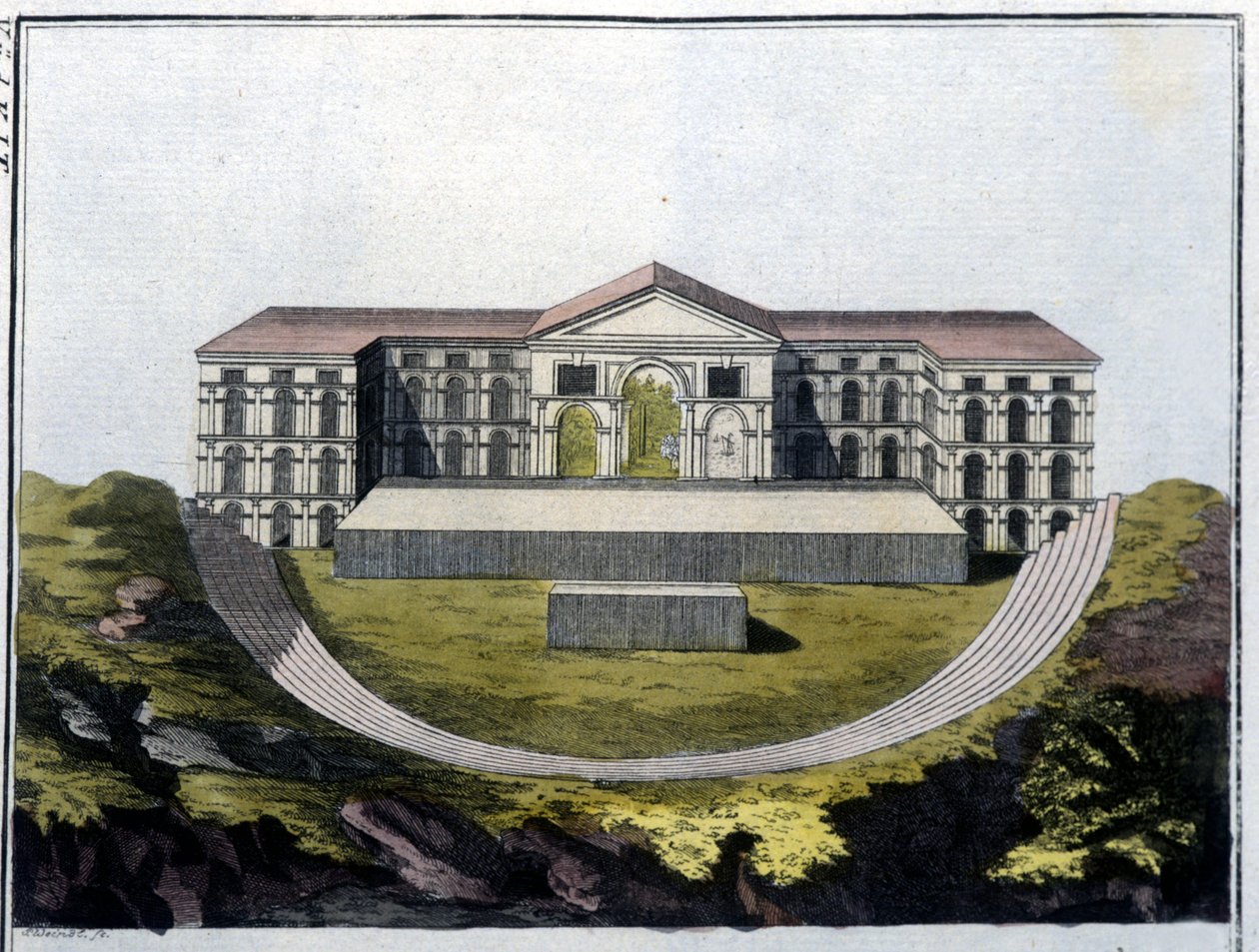 Rekonstrukce řeckého divadla Bachus v Aténách. - v ""Le Kostým ancien et moderne""" od Ferrario, ed. Milán od Unknown artist