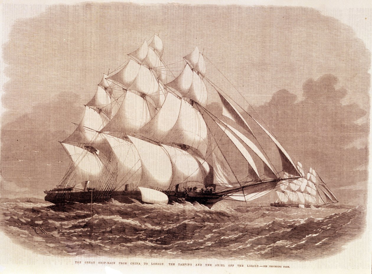 Regate mezi nůžkami Ariel a Taeping v roce 1866. od Unknown artist