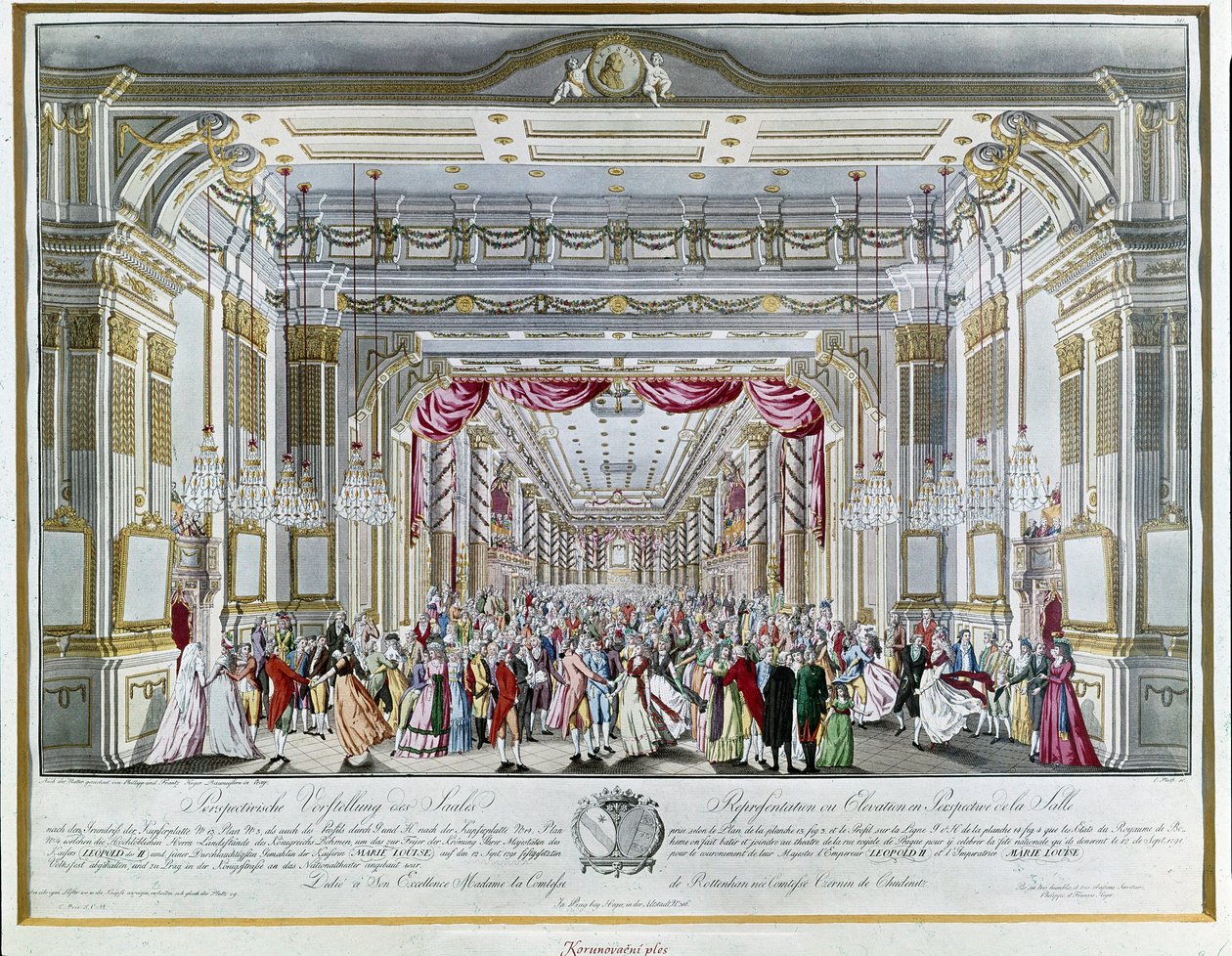 Reprezentace „La Clemenza di Tito“ (La Clemence de Titus) od Wolfganga Amadea Mozarta (1756-1791) na korunovační slavnosti císaře Leopolda II. Rakouského (1747-1792) jako krále Bohémy v roce 1791 v divadle katedrály sv. Královská ulice v Praze. Pražské muz od Unknown artist