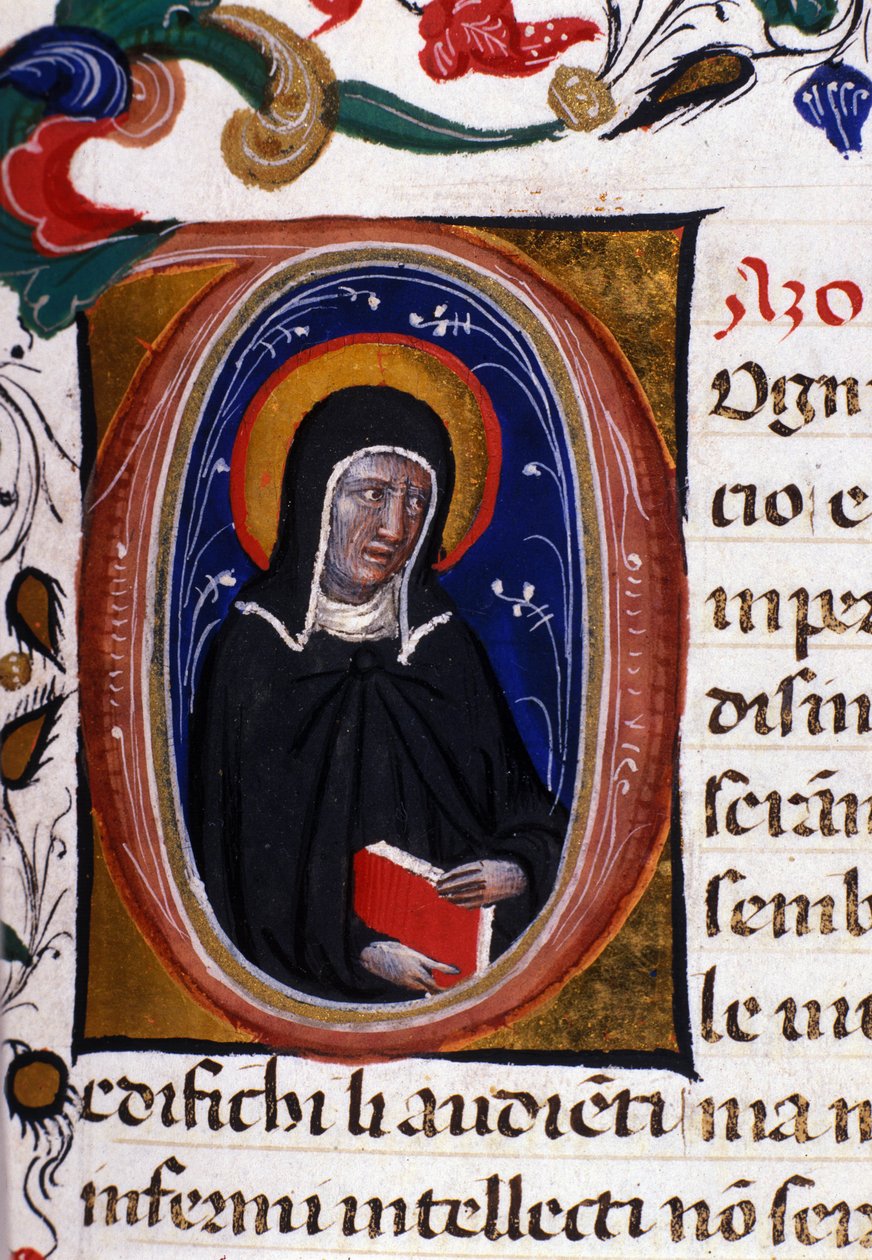 Zastoupení svaté Claire (Chiary) z Assisi (asi 1192-1253), zakladatelky řeholního řádu klarisek. Miniatura z rukopisu z 15. století. od Unknown artist