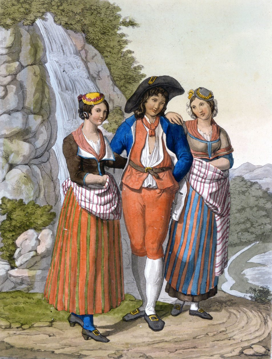 Reprezentace Vaudois s jejich oblečením. 1820 cca. od Unknown artist