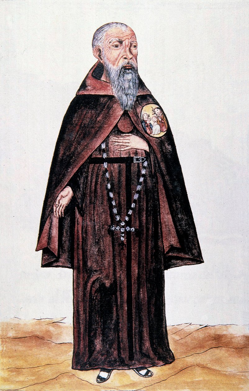 Zastoupení mnicha františkánského řádu z „Trujillo del Peru“ nebo „Códice Martínez Compañón“, od Baltazara Martineze Compañóna y Bujandy, biskupa z Trujillo (1782-1785) od Unknown artist