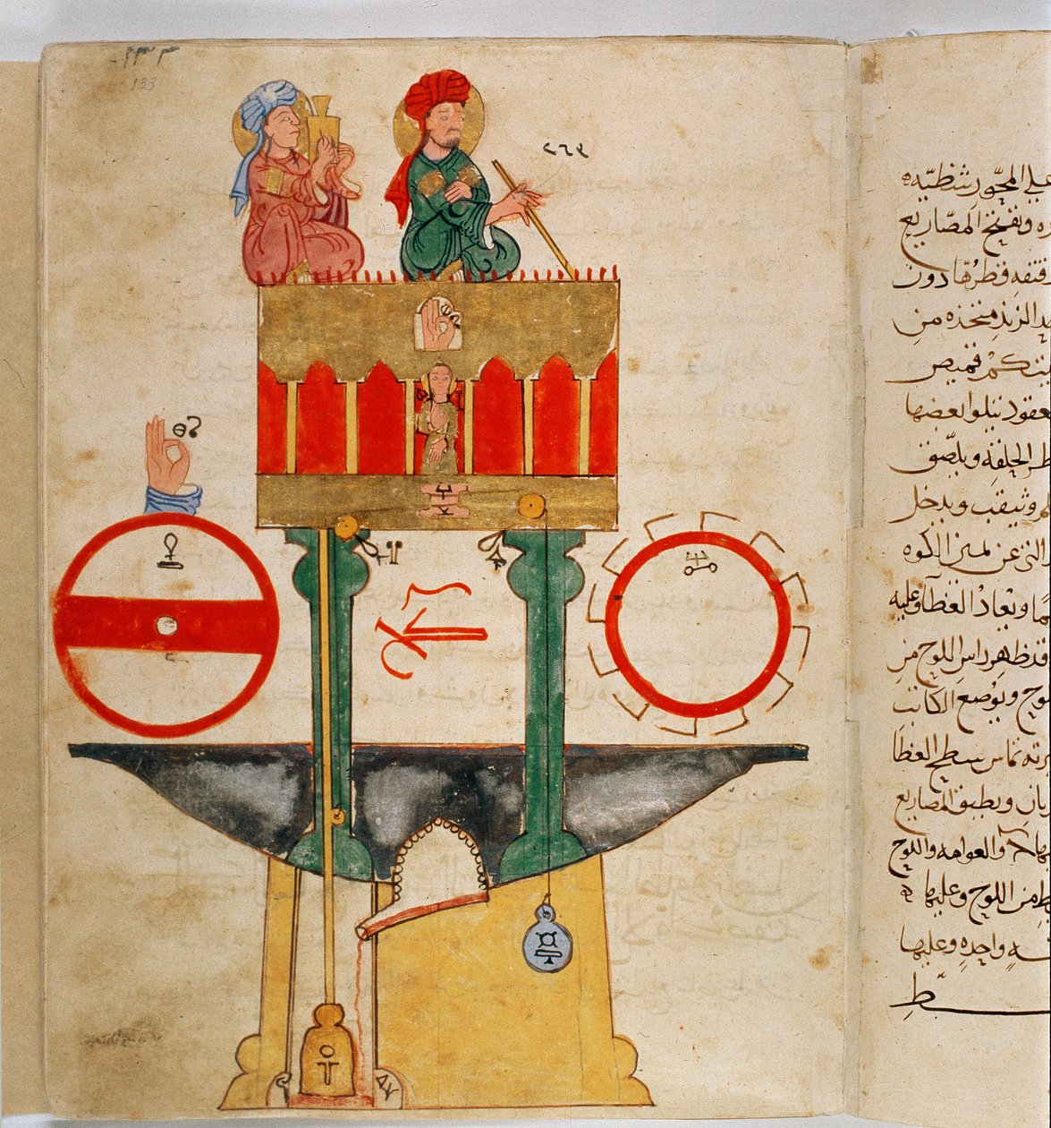 Znázornění přístroje navrženého tureckým inženýrem Ibn al-Rajjaj al-Jazari (Al Rajjaj Al Jazari) (1136-1206) k měření množství krve Vynález navržený tureckým inženýrem Ibn al-Rajjaj al-Jazari (Al Rajjaj Al Jazari) (1136 -1206) kolem roku 1203. M od Unknown artist