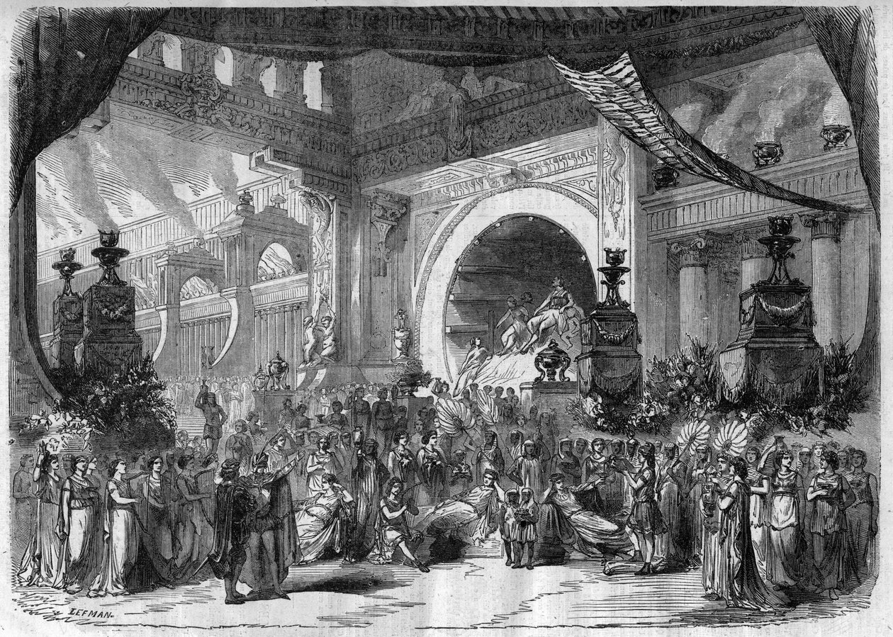 Znázornění opery: dějství III, druhý obraz „“Faust““ od Charlese Gounoda (1818-1893) – rytina v „“Le Journal Illustré““ od Unknown artist
