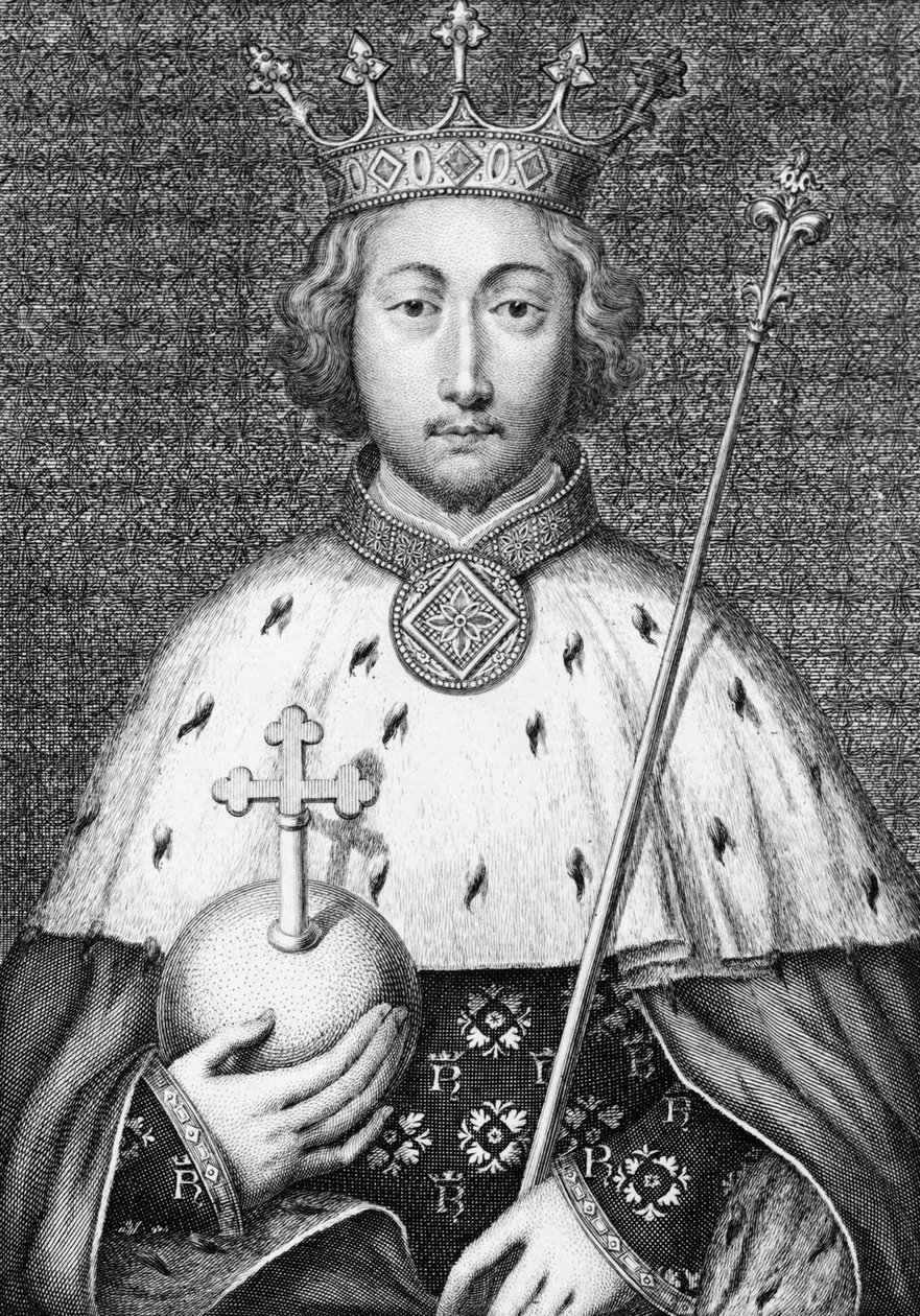 Richard II. (1367 až 1400) anglický král. Rytina 18. století od Unknown artist
