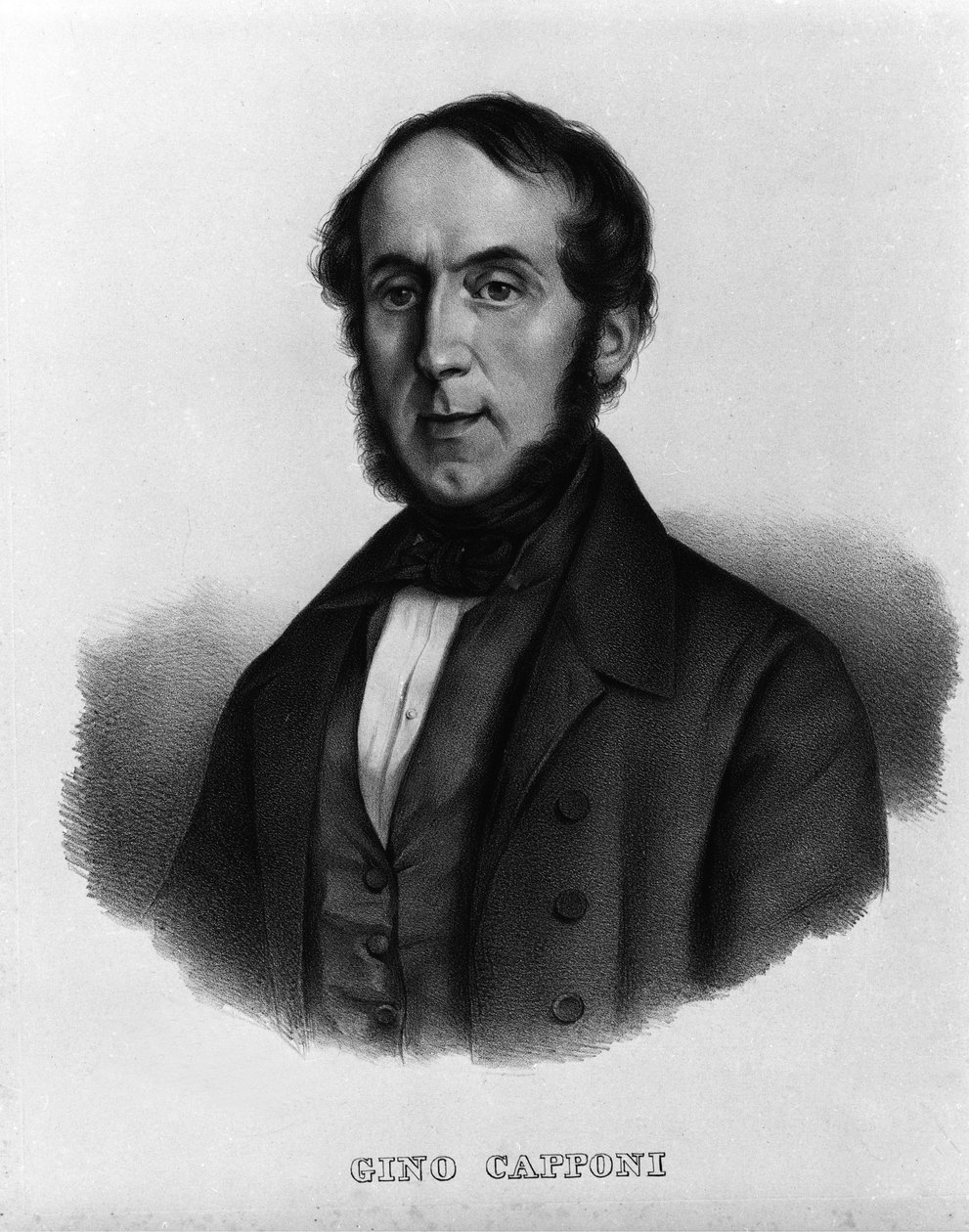 Risorgimento: portrét italského spisovatele a politika Gina Capponiho (1792-1876) Rytina 19. století od Unknown artist