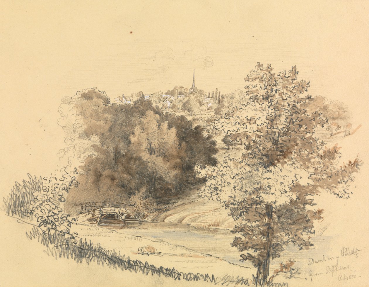 Říční krajina s městem v dálce od Unknown artist
