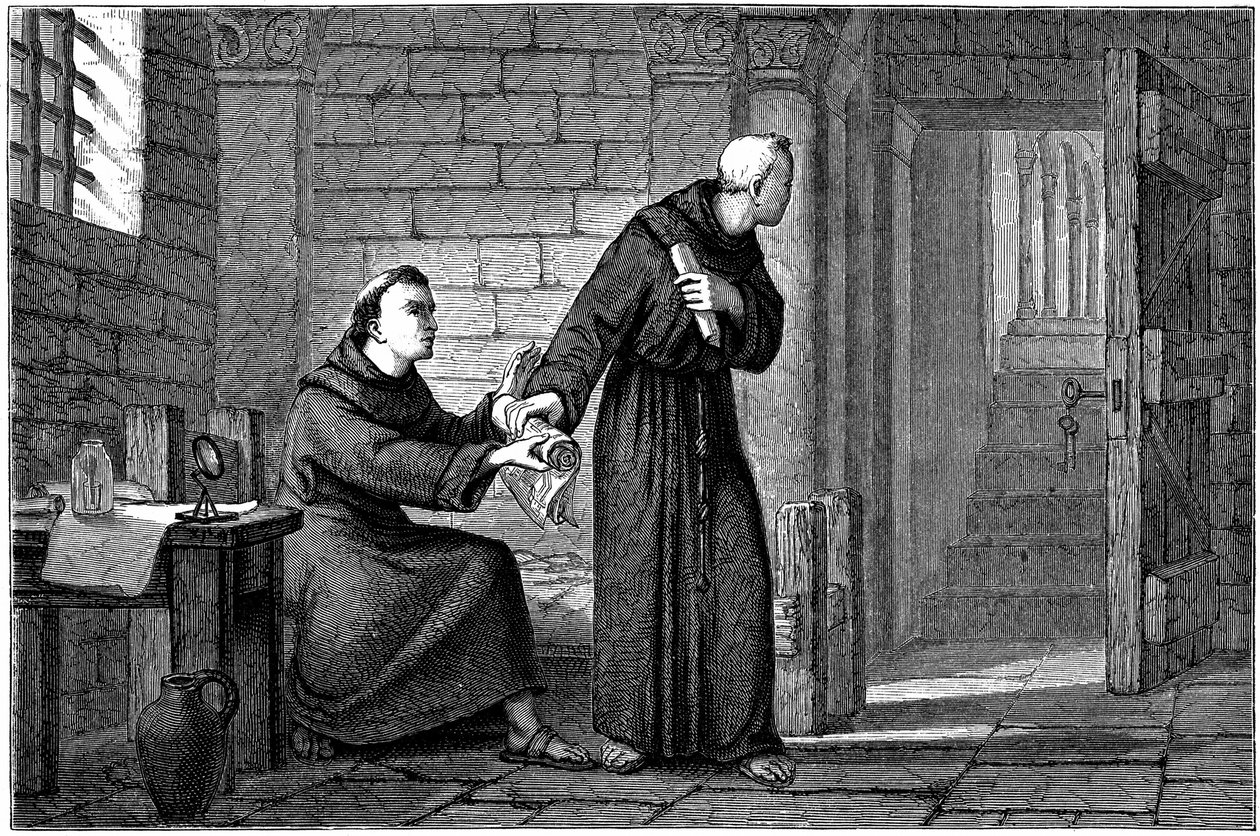Roger Bacon ve své pařížské cele od Unknown artist