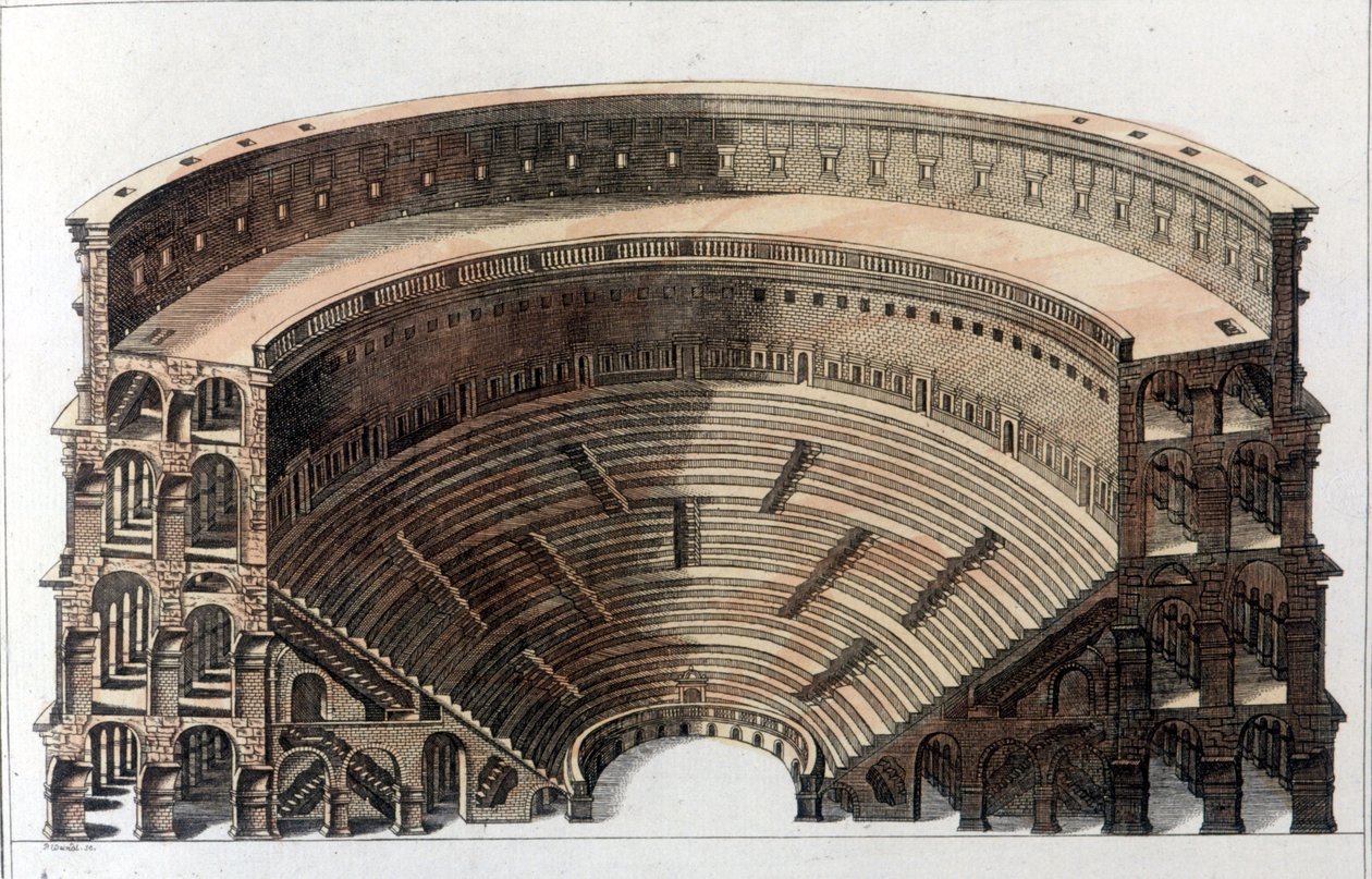 Římské divadlo. Rytina z počátku 19. století. od Unknown artist