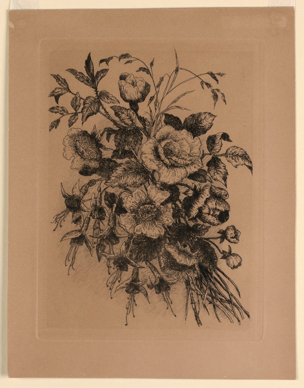 Růže a fuchsie od Unknown artist