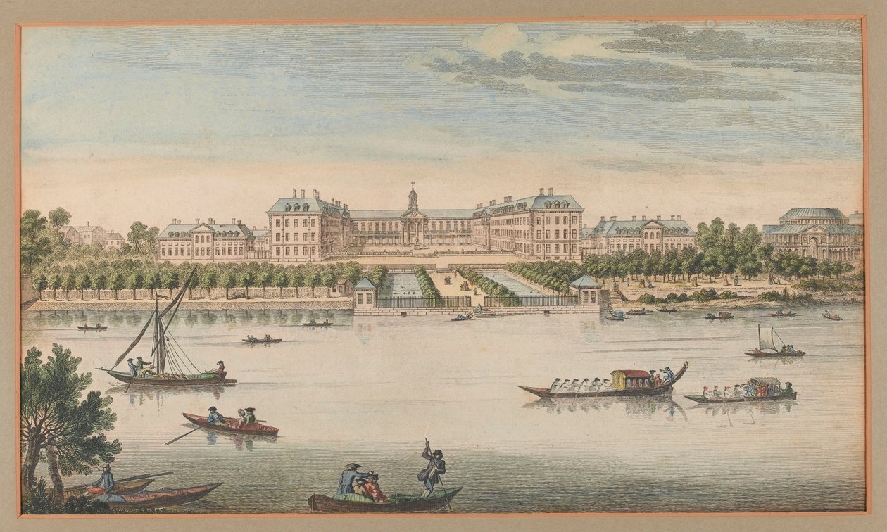 Royal Hospital Chelsea, Pohled z řeky, circa 1750 od Unknown