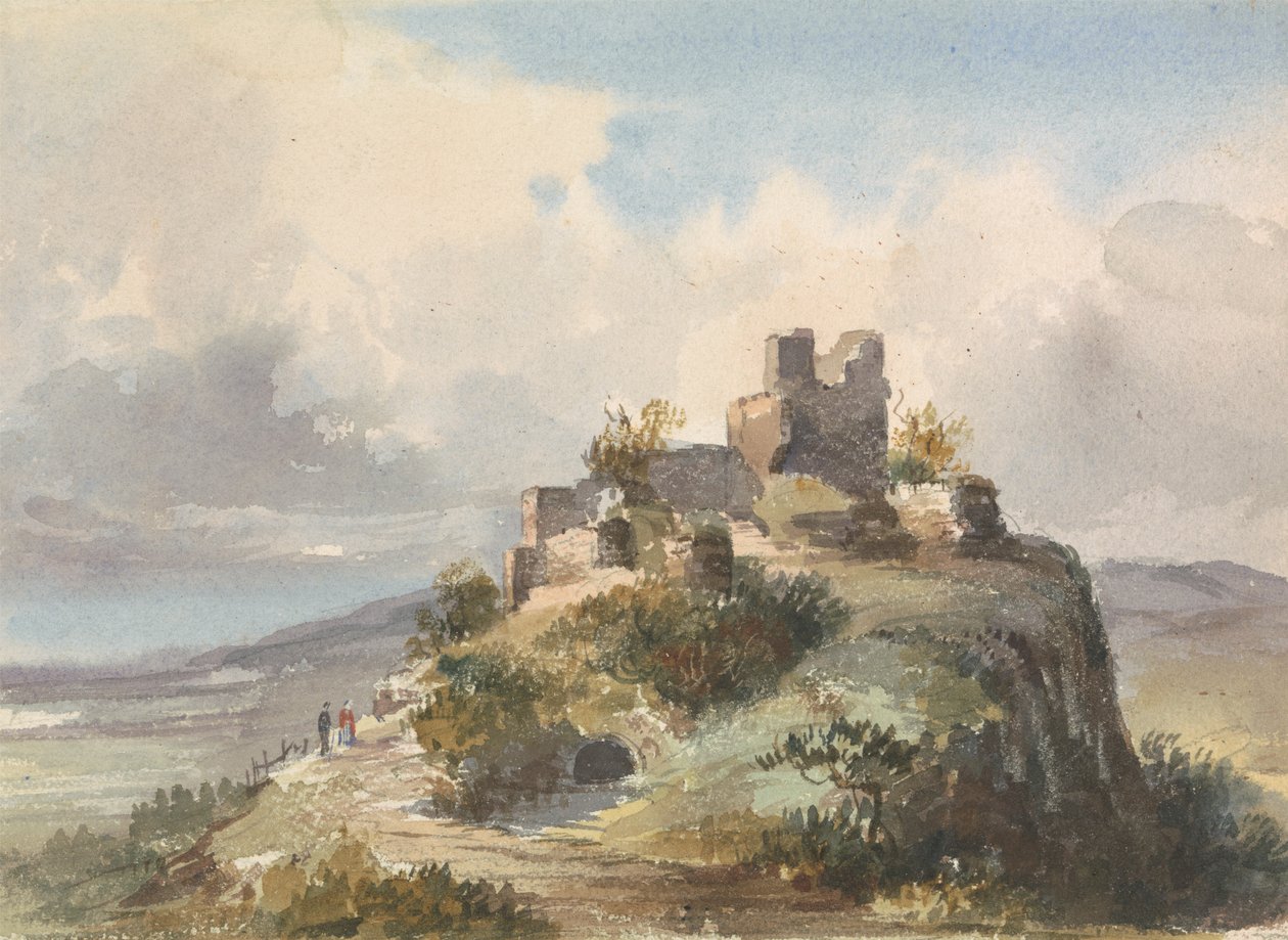 Ruiny na vrcholu kopce od Unknown artist