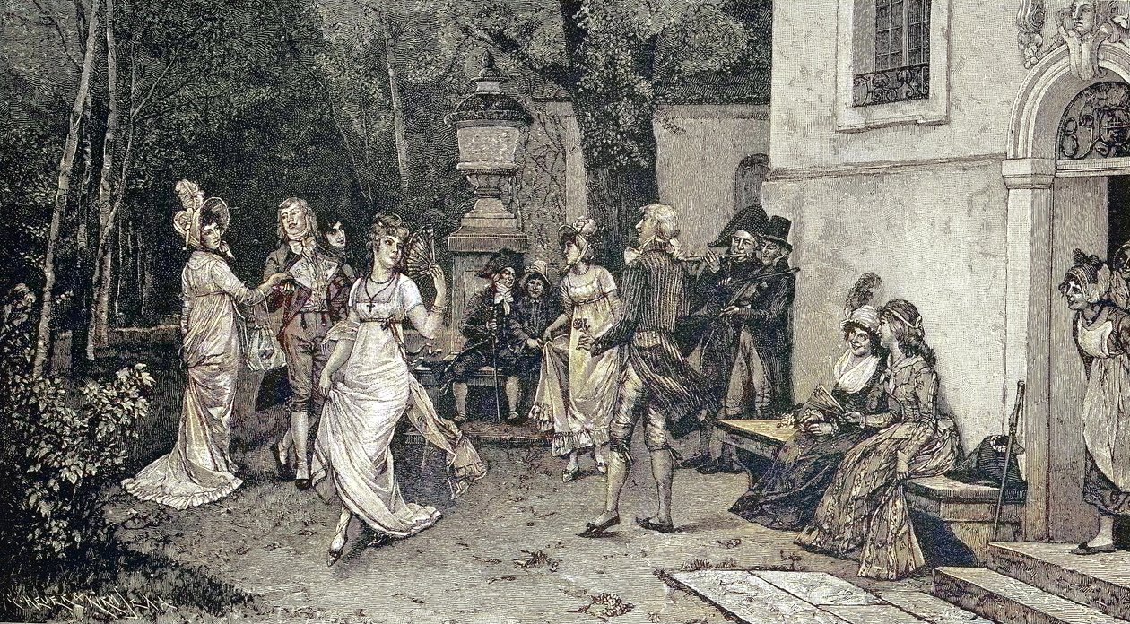Venkovský festival, hudebníci hrající k tanci od Unknown artist