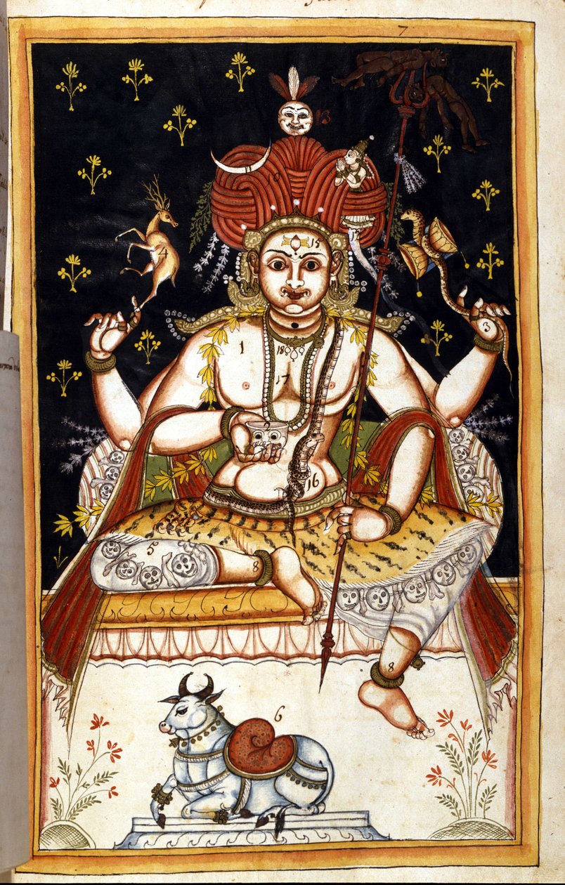 Rutrim, hinduistické božstvo Stránka z rukopisu (ms.8300) „“Historie Mogolu““ (Moghul nebo Moghol) od Stefana Nivibuse Cardeiry. 18. století. Bibloteca marciana, Benátky od Unknown artist