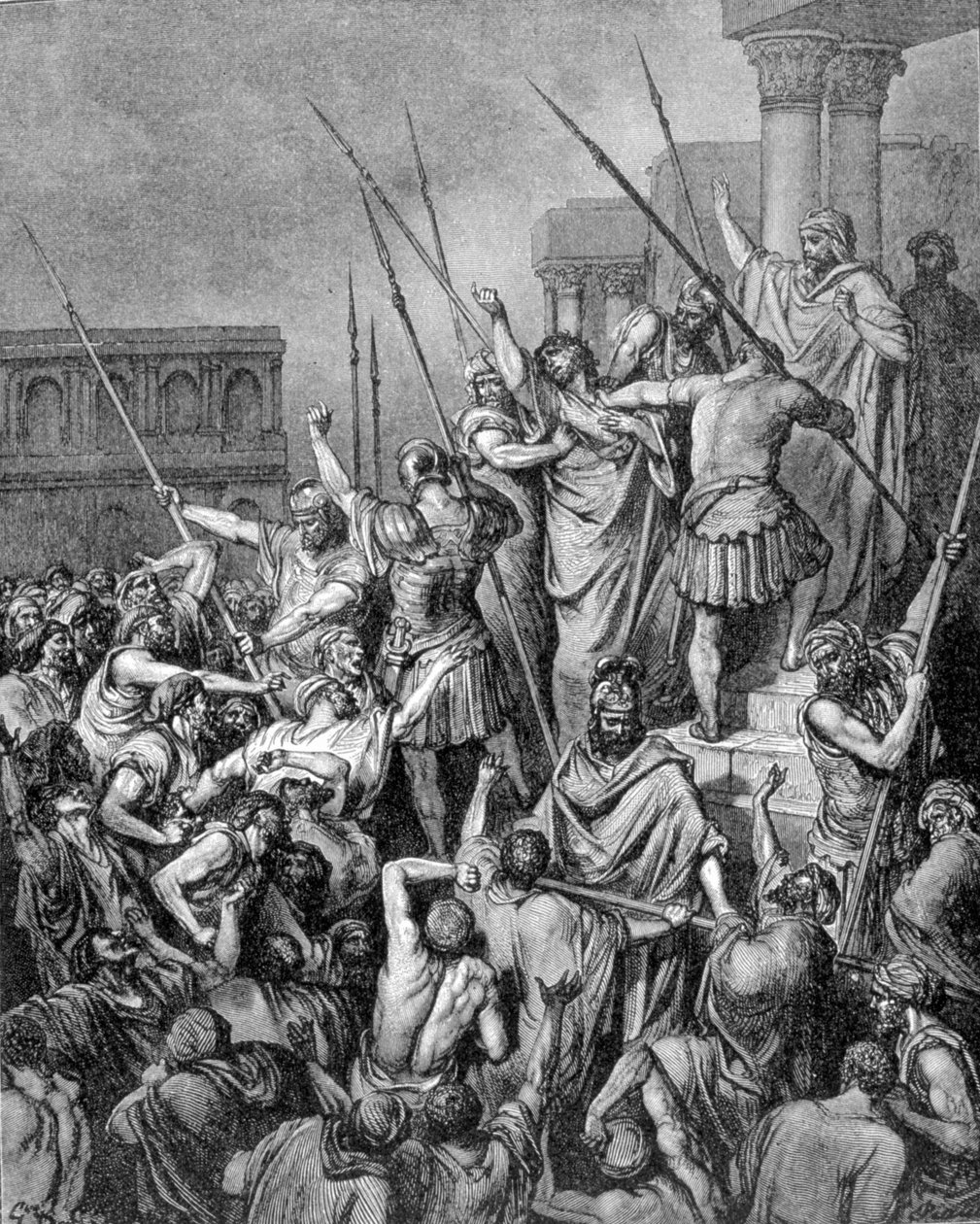 Svatý Pavel je zastaven v Jeruzalémě. 19. století rytina. od Unknown artist
