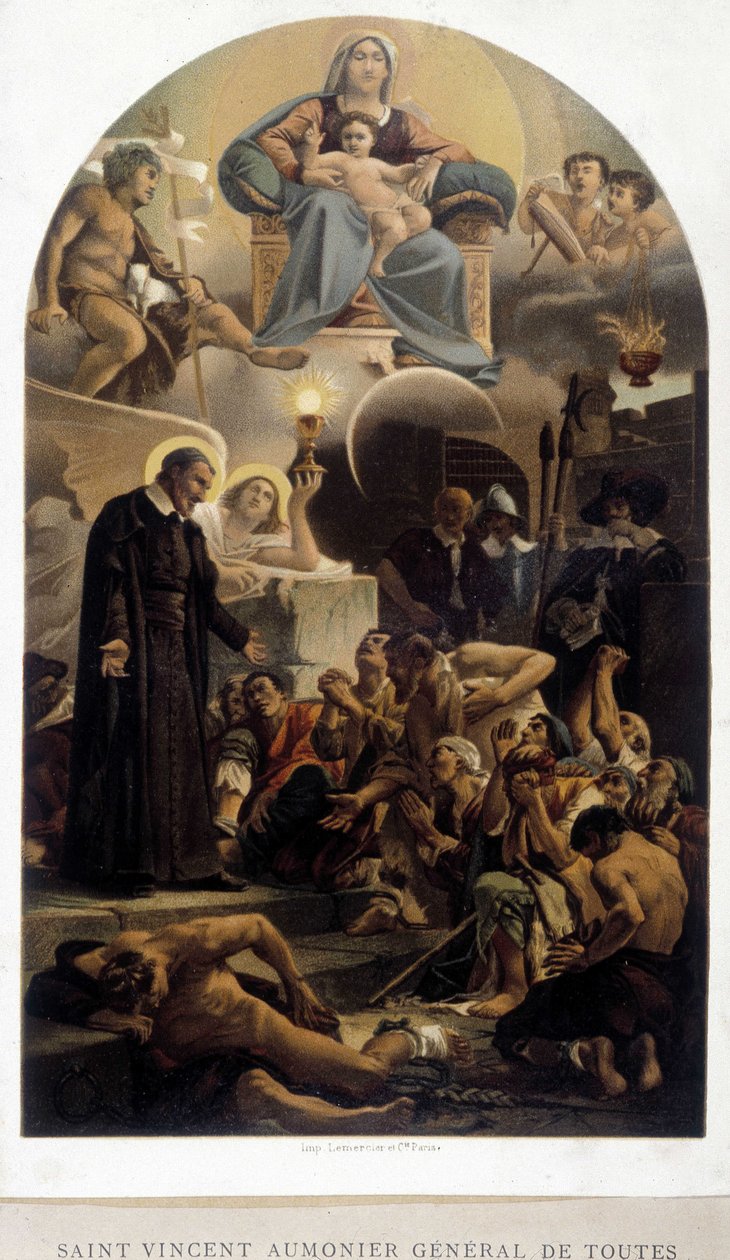 Svatý Vincenc de Paul generální kaplan chudých (s Pannou a Dítětem Ježíšem) - od p. od Unknown artist