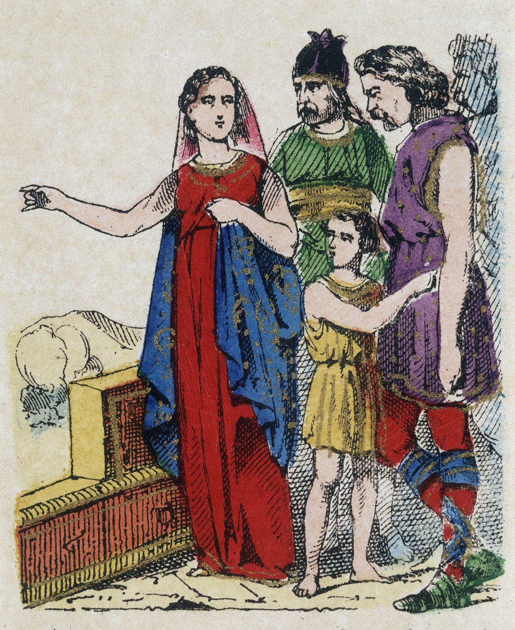 Sainte Genevieve (422-502), patronka Paříže, odrazovala Pařížany od opuštění svého města, které v roce 451 ohrožoval král Hunů Attila. od Unknown artist
