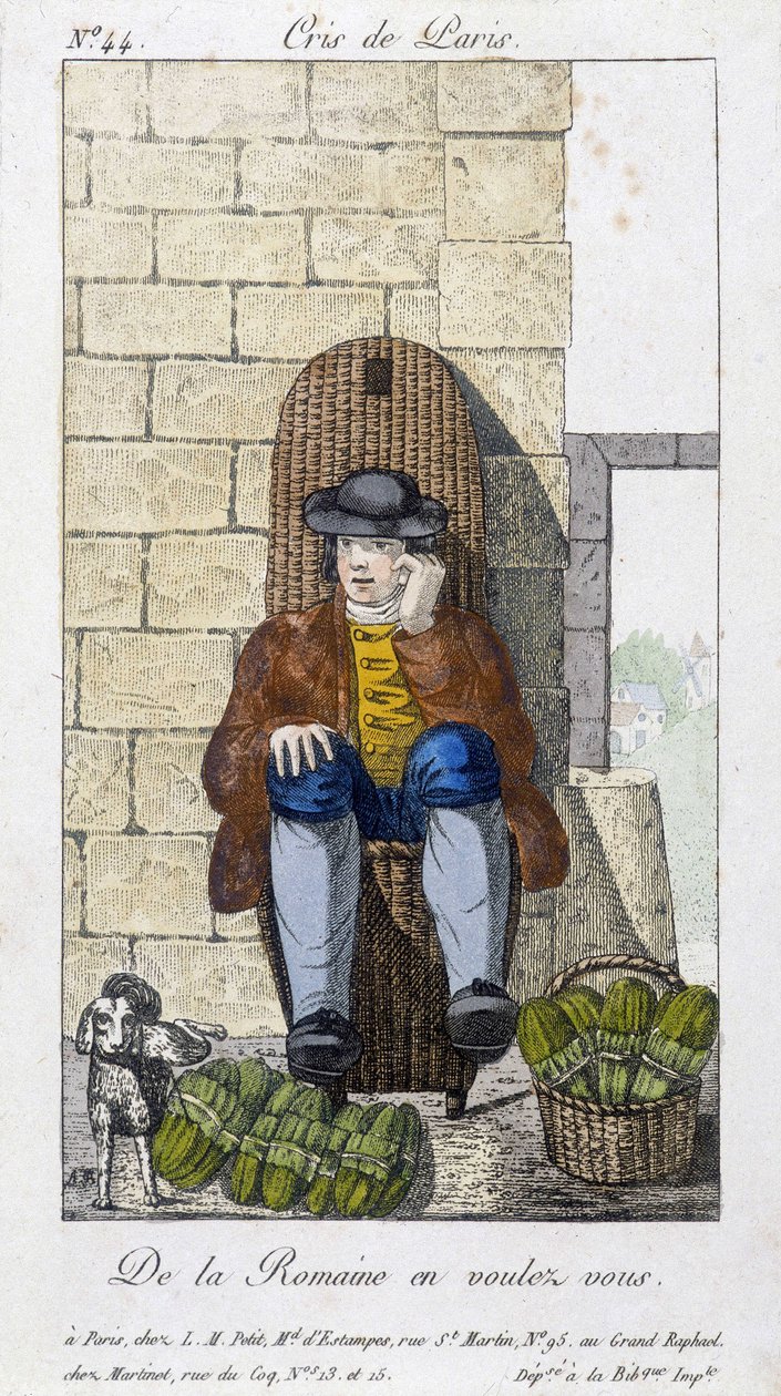 Prodejce salátů - v “”Cris de Paris””, deb. 19. století od Unknown artist
