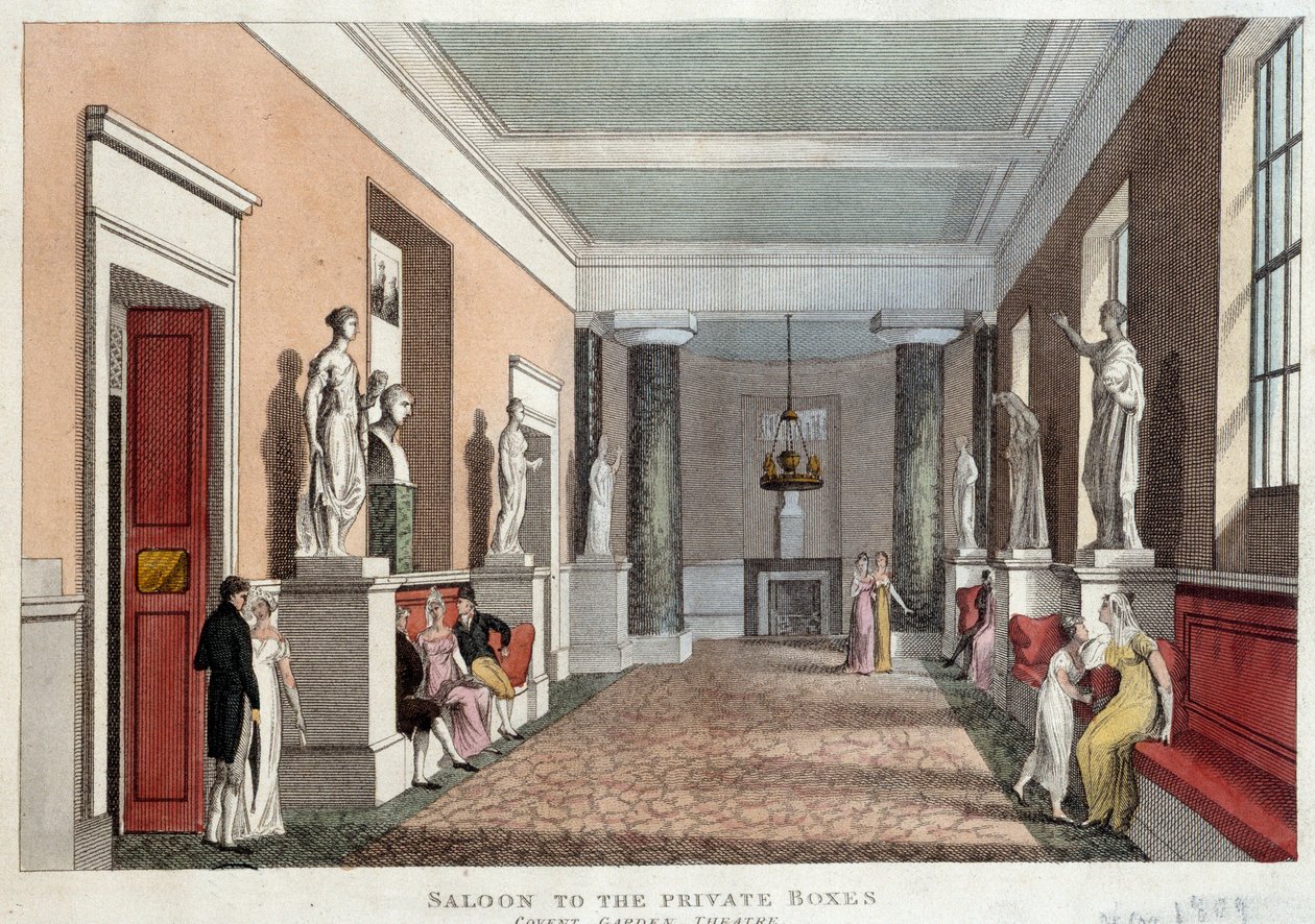 Salon vedoucí do soukromých lóží divadla Covent Garden. Rytina z roku 1809. Paříž, dekorativní umění od Unknown artist