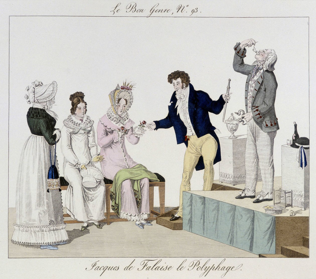 Saltimbanque: Polyfág Jacques de Falaise (polyká cokoli, živá zvířata...) - v „“ žánru Le bon“, deb. 19. století od Unknown artist