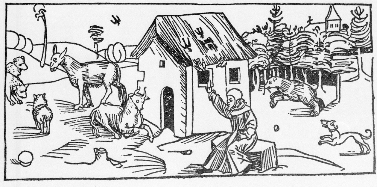 San Marinus. Rytina z „Životů svatých – letní část“ (Kniha světce) od Jacoba (Jakuba) z Voragine (1228-1298). Lubeck 1488. od Unknown artist