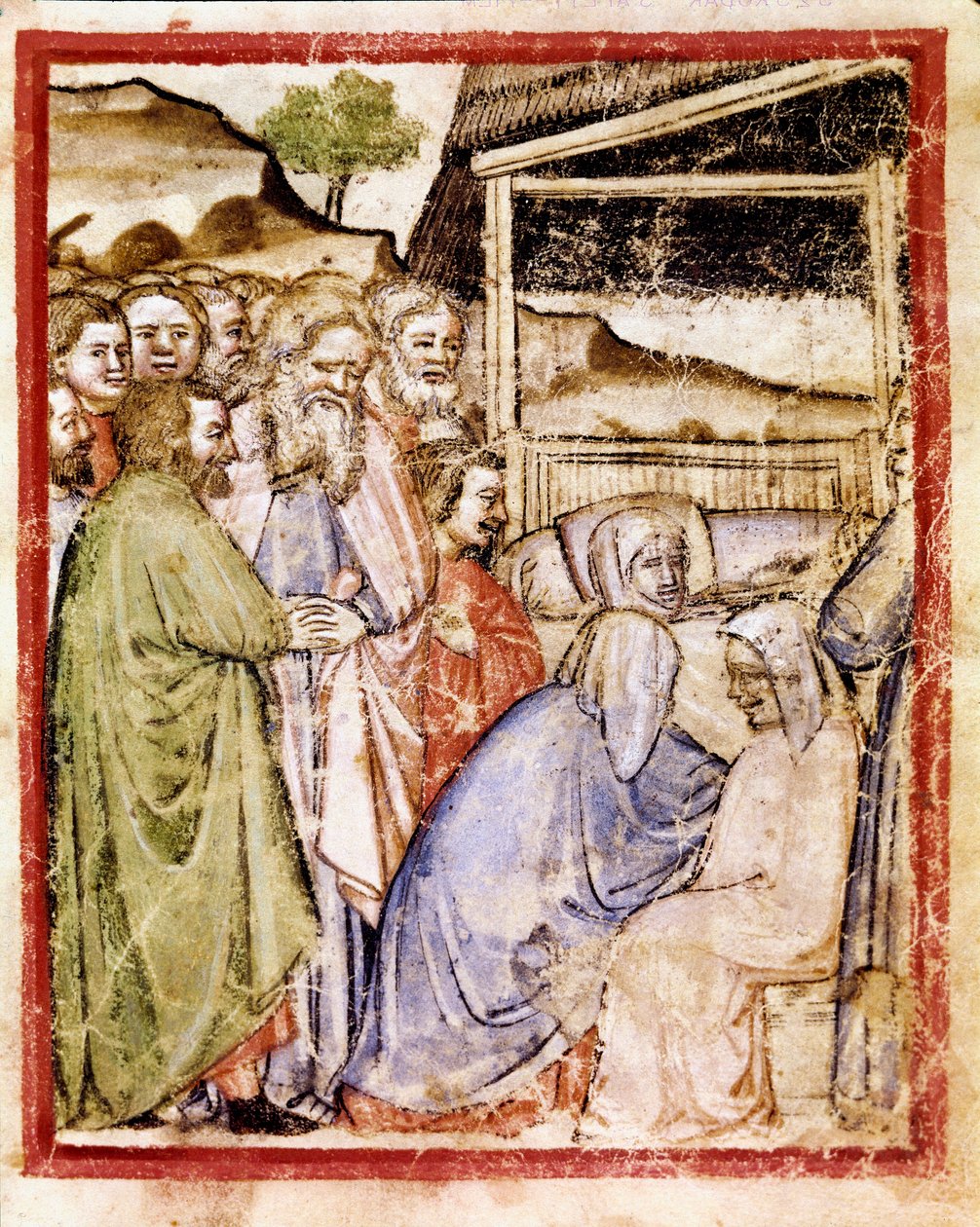Smrt Sarah ve věku 127 let Miniatura z kodexu 212 (nebo padovano nebo Bible z Padovy) 1390-1400 Rovigo, Accademia dei Concordi od Unknown artist
