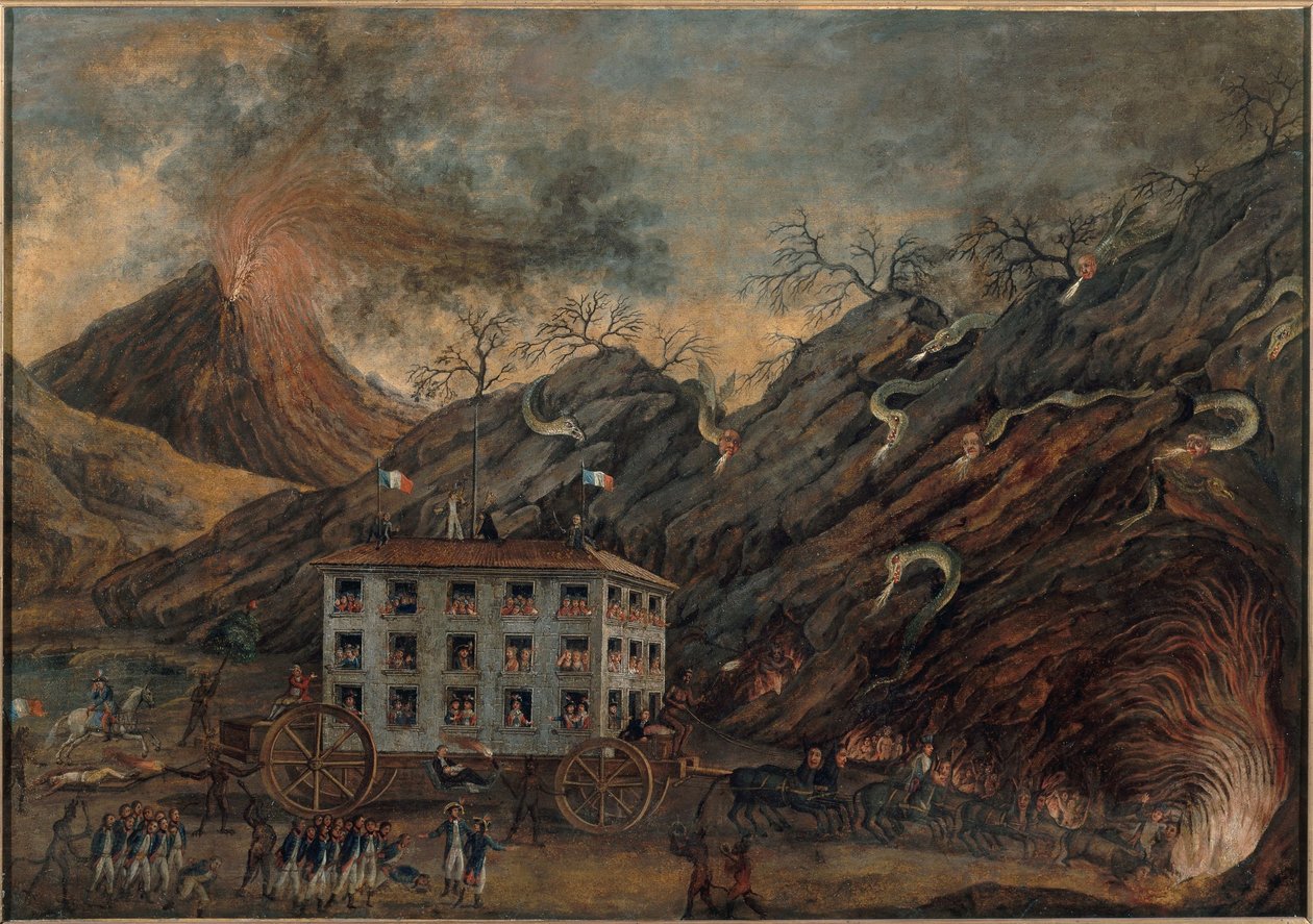 Satirická alegorie sestupu do pekla, mezi lety 1701 a 1800 (olej na plátně) od Unknown artist