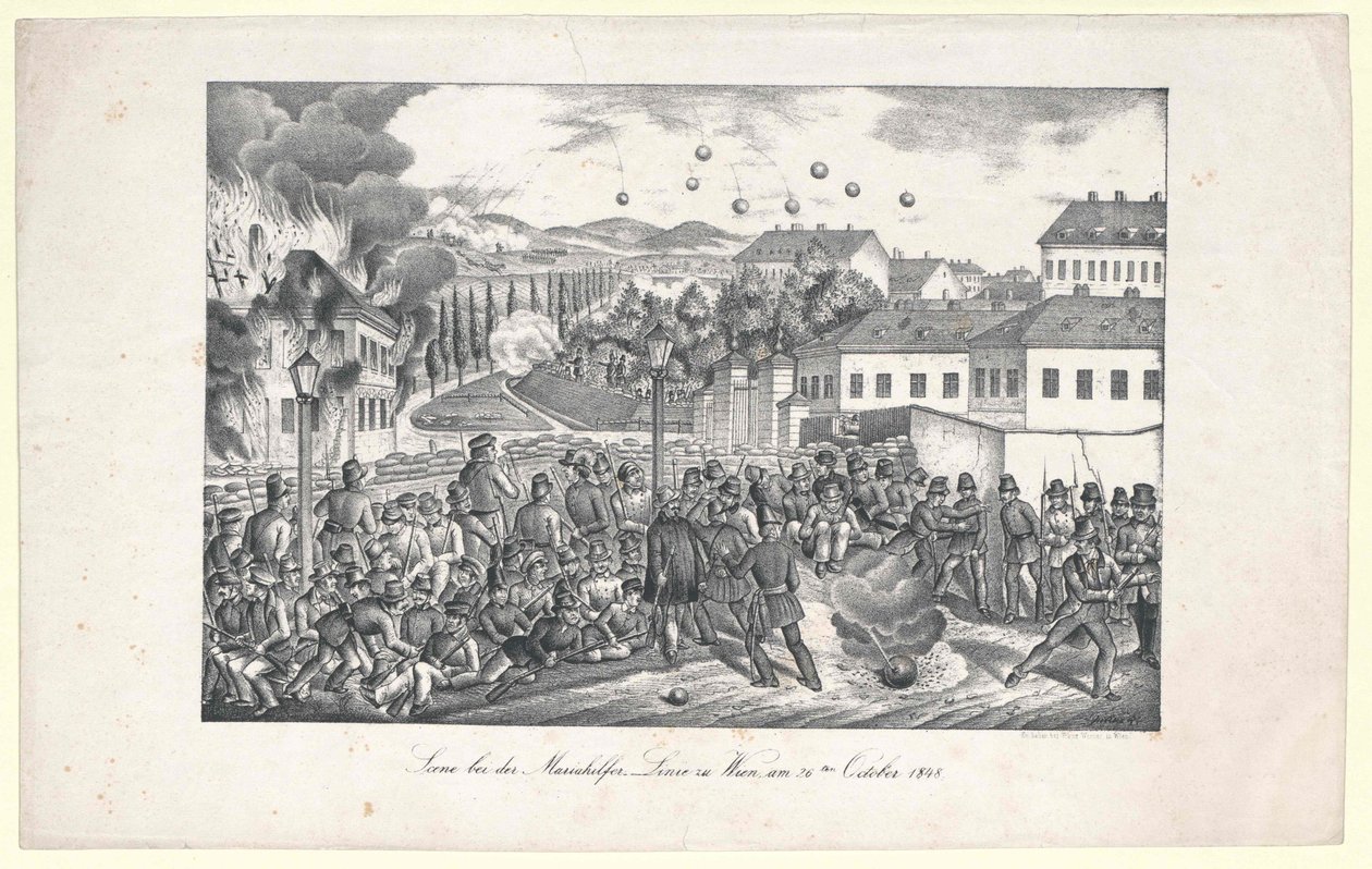 Scéna na trati Mariahilf do Vídně od Unknown artist