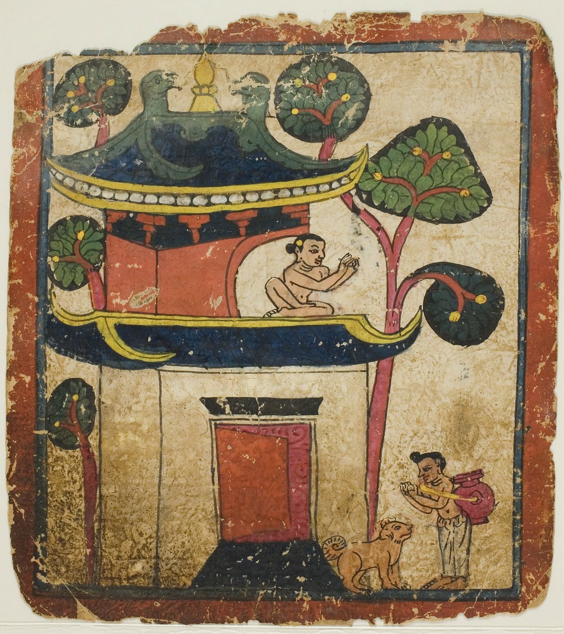 Výjev z příběhu Buddhy Ušniši ze sady zasvěcovacích karet (Tsakali) od Unknown artist