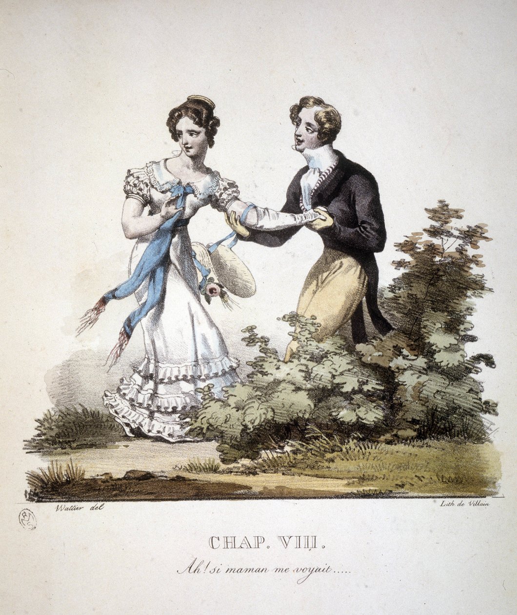 Scéna zdvořilé lásky mezi dvěma mladými muži. v. 1820. od Unknown artist