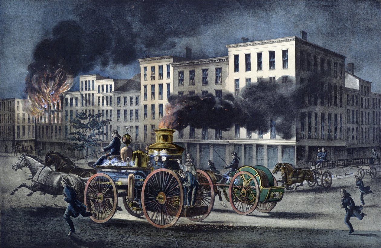 Scéna každodenního života amerických hasičů od Unknown artist